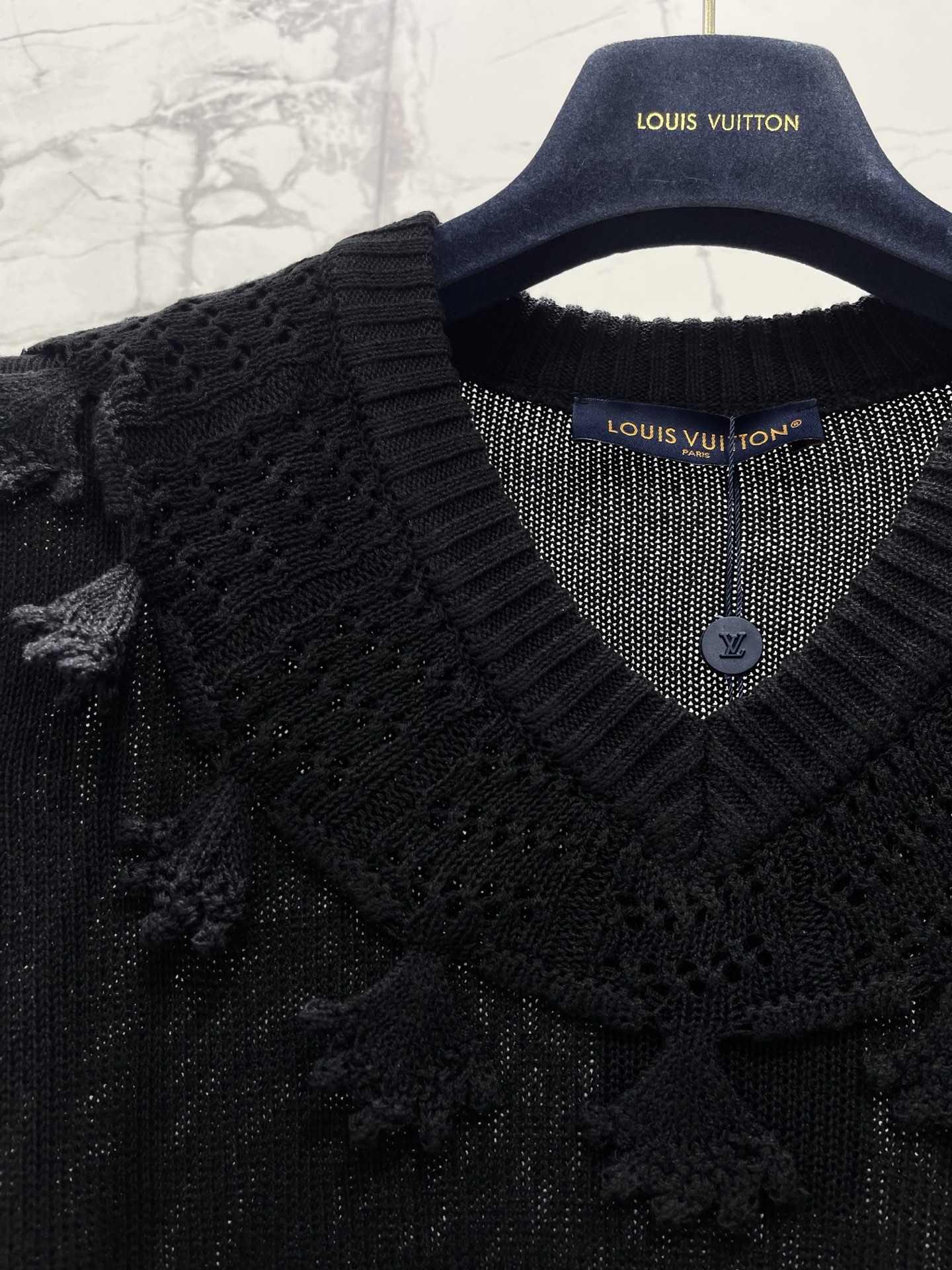 Louis Vuitton Hollow Lace Tassel Knit Short Sleeve