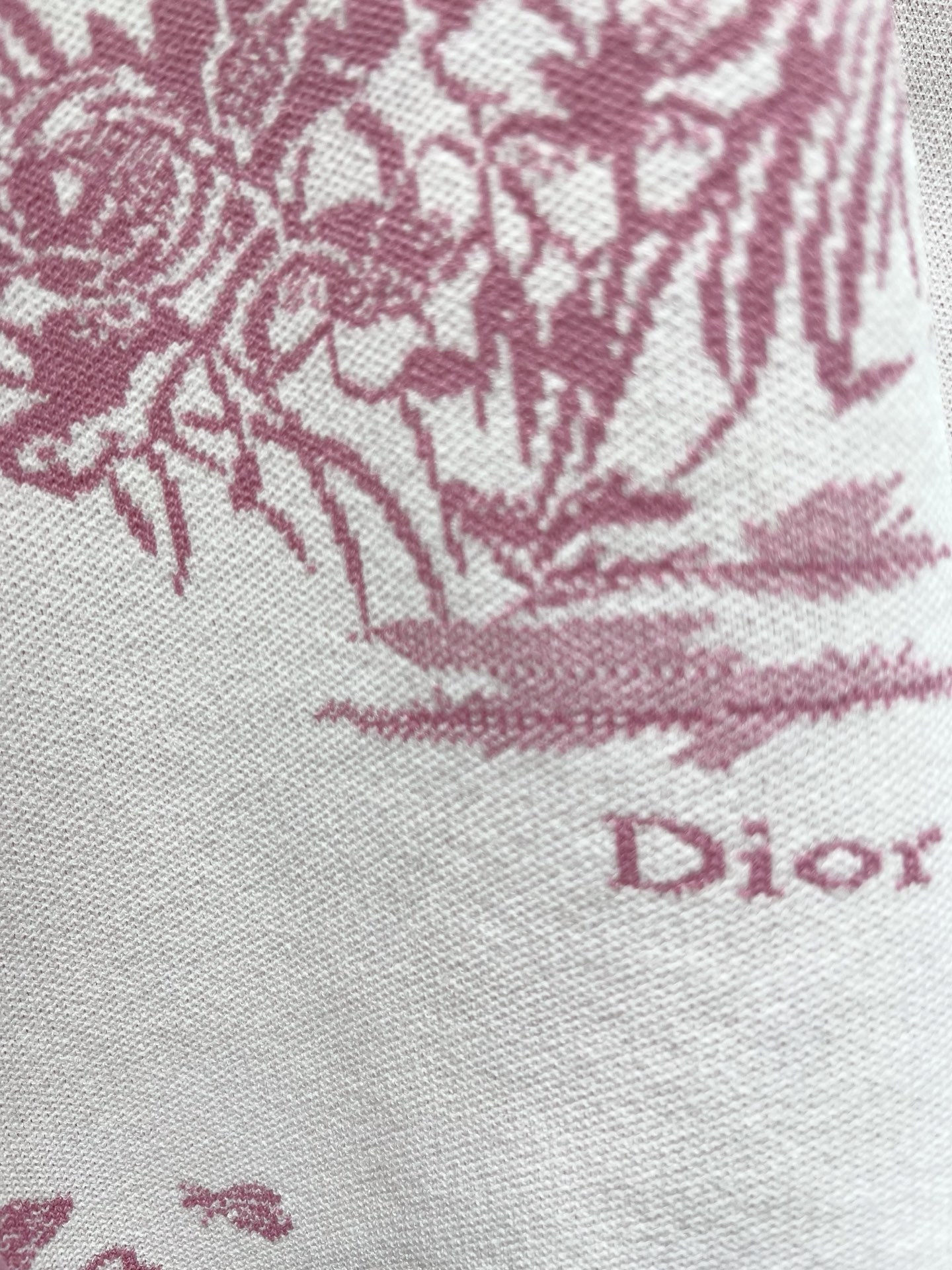 Dior White Pink Botanical Print Lapel Knit Jacket
