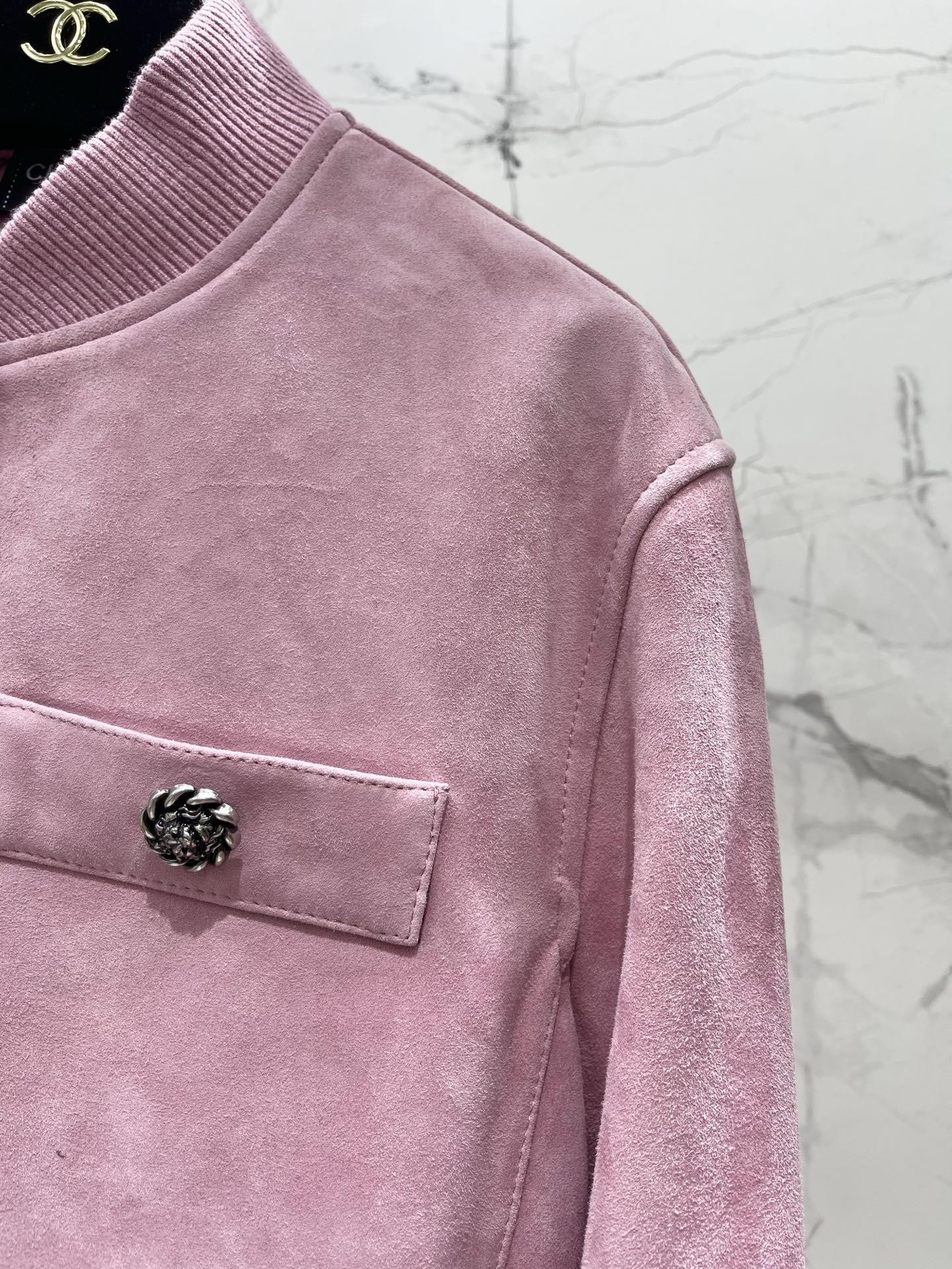 CHANEL Pink Four Pocket Bomber Jacket