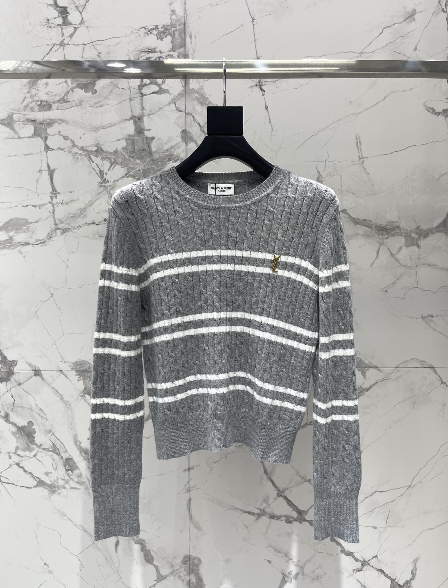Saint Laurent Striped Crew Neck Sweater