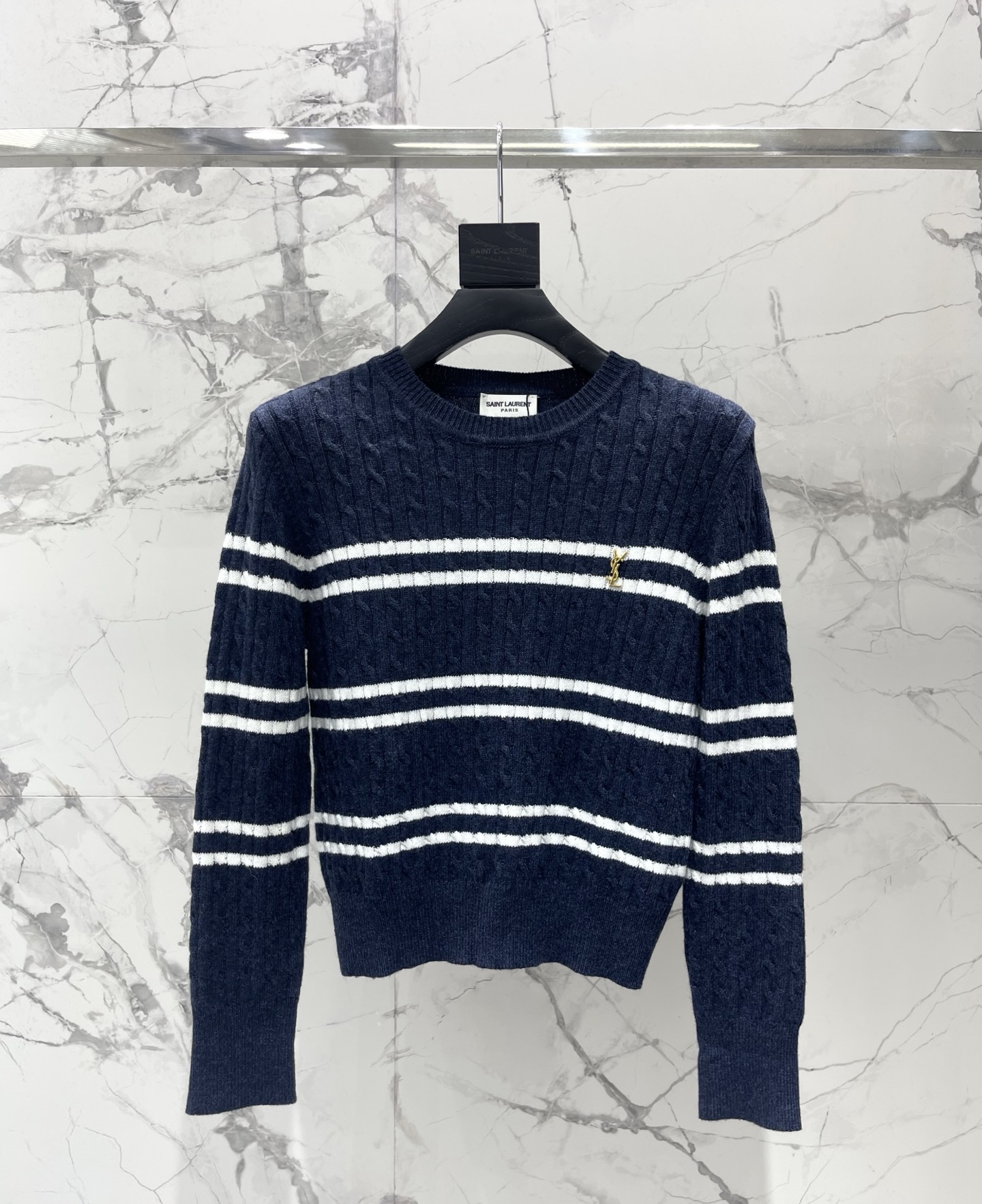 Saint Laurent Striped Crew Neck Sweater