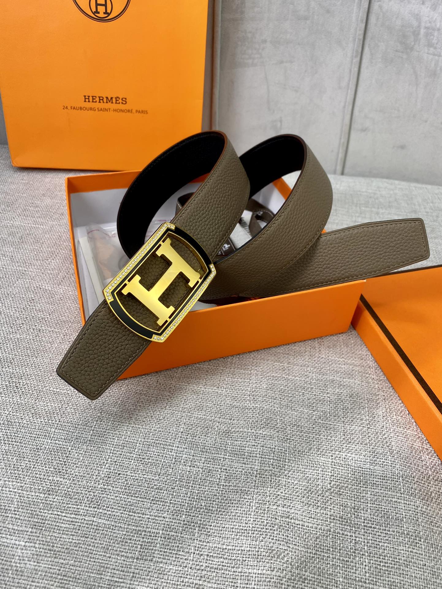 Hermes-38MM爱马仕专柜同步进口epsom双面小牛皮精钢精品五金双面可用