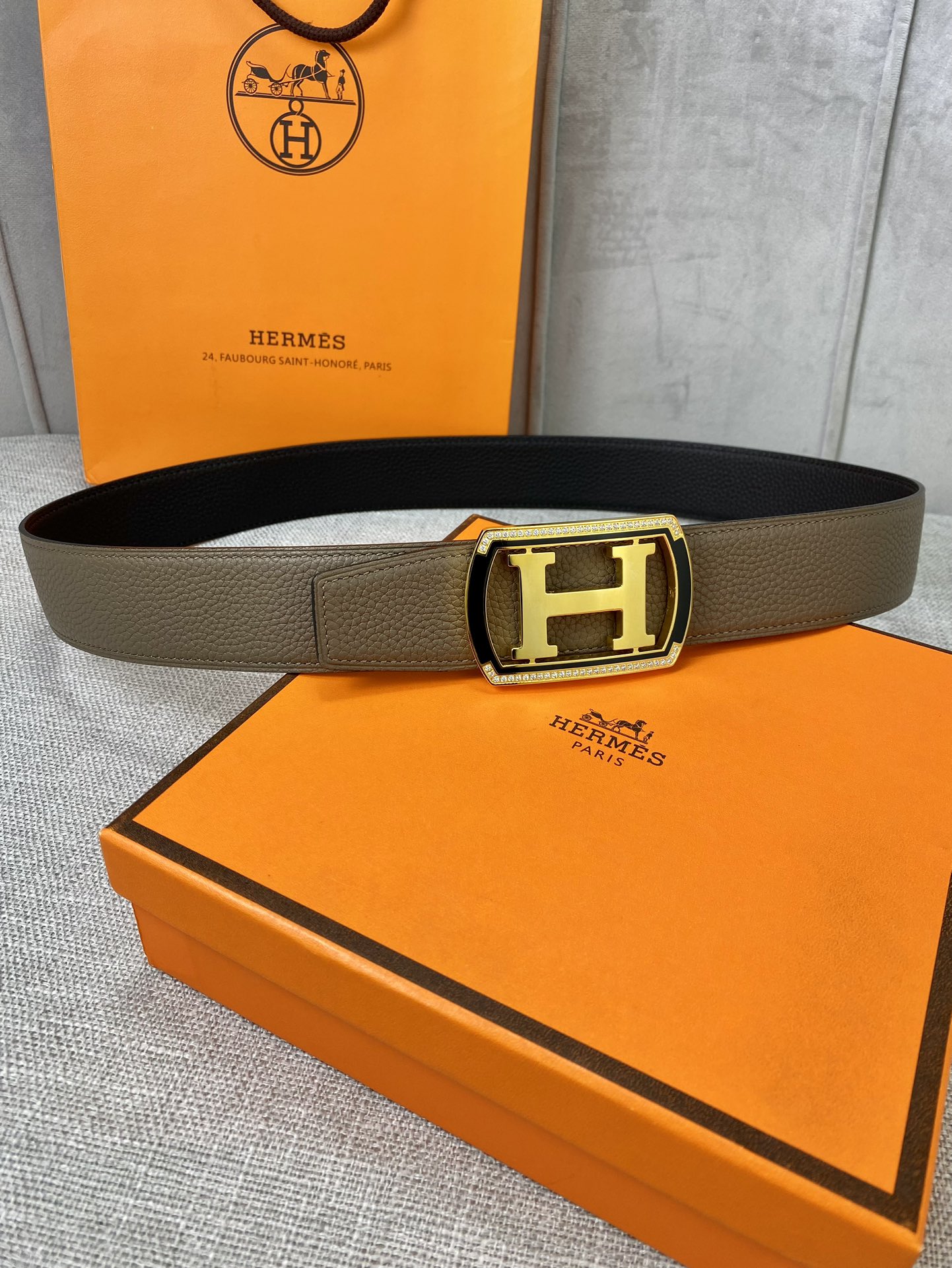 Hermes-38MM爱马仕专柜同步进口epsom双面小牛皮精钢精品五金双面可用