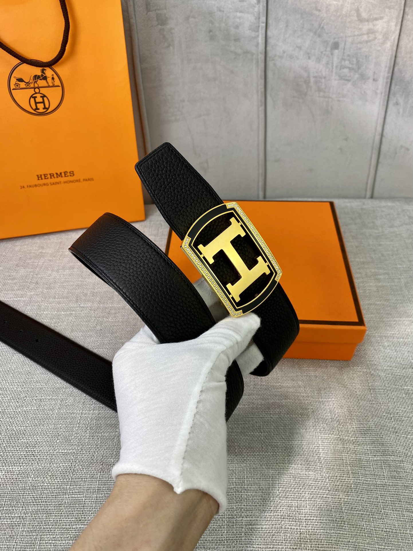 Hermes-38MM爱马仕专柜同步进口epsom双面小牛皮精钢精品五金双面可用