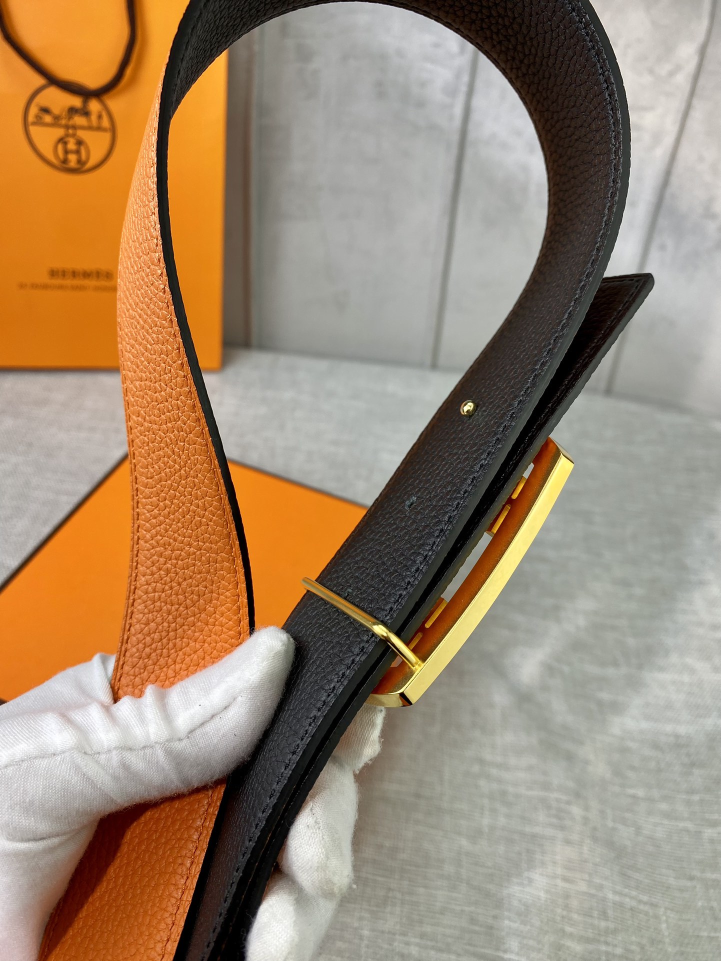 Hermes-38MM爱马仕专柜同步进口epsom双面小牛皮精钢精品五金双面可用