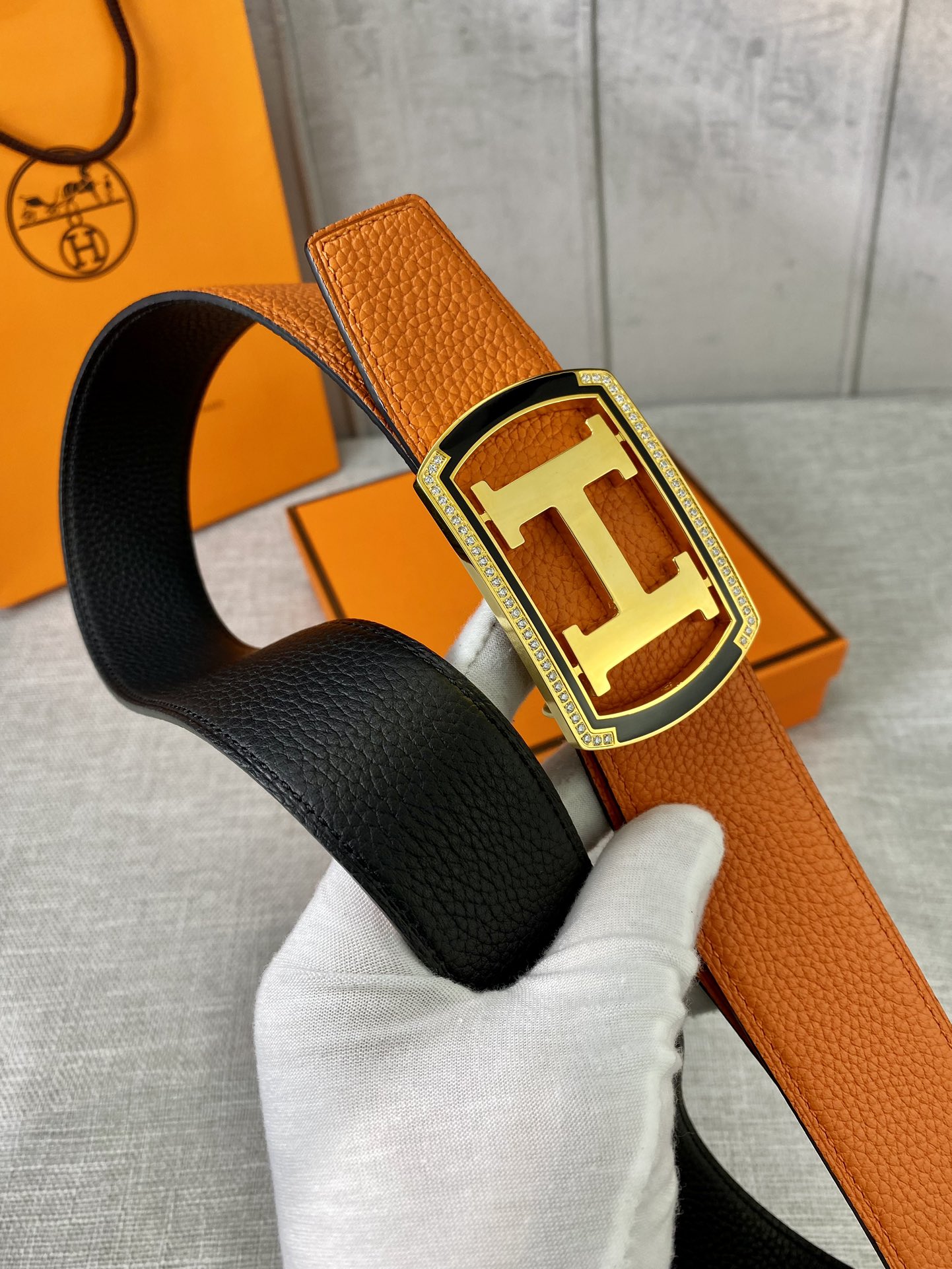 Hermes-38MM爱马仕专柜同步进口epsom双面小牛皮精钢精品五金双面可用