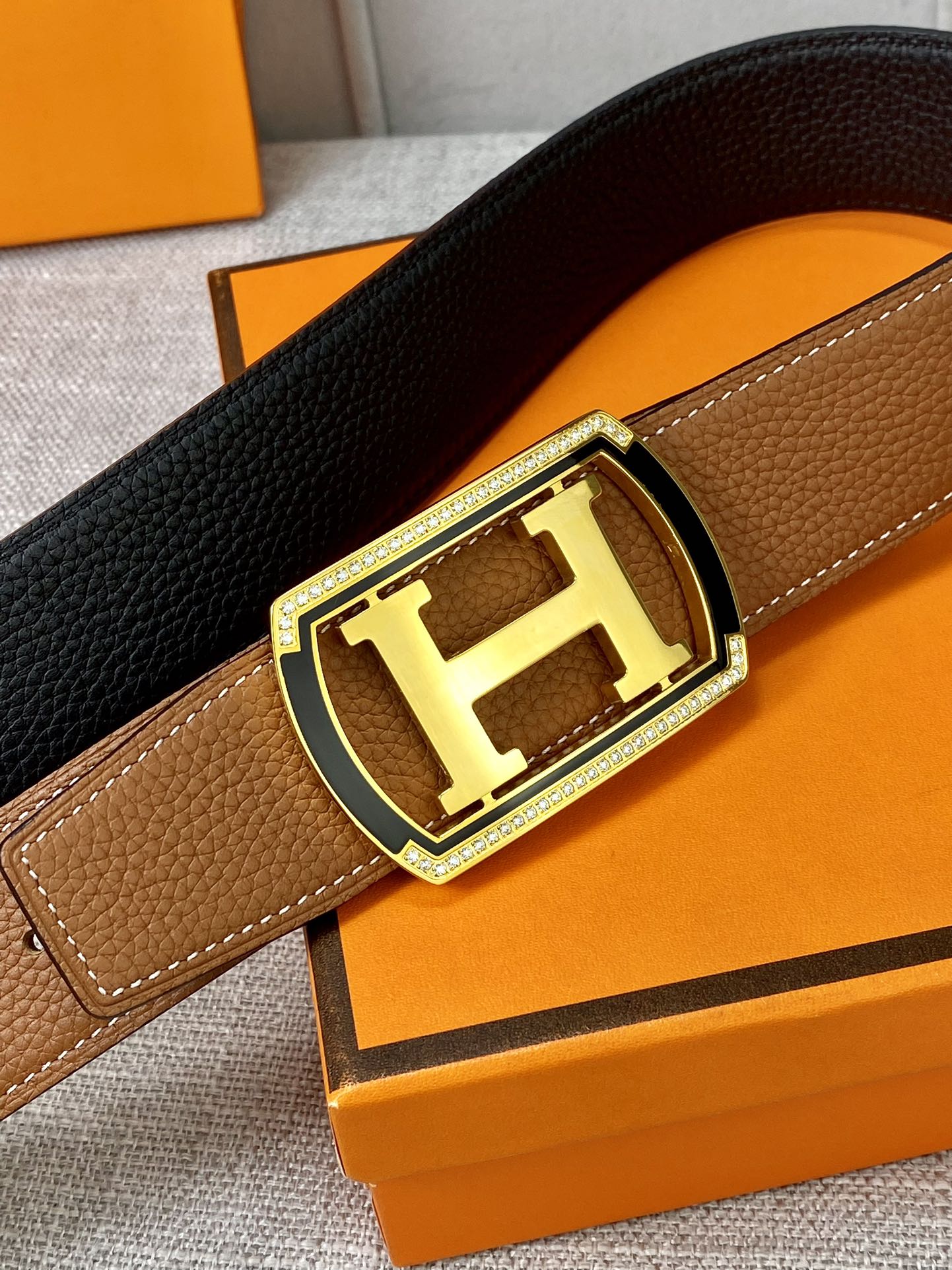 Hermes-38MM爱马仕专柜同步进口epsom双面小牛皮精钢精品五金双面可用