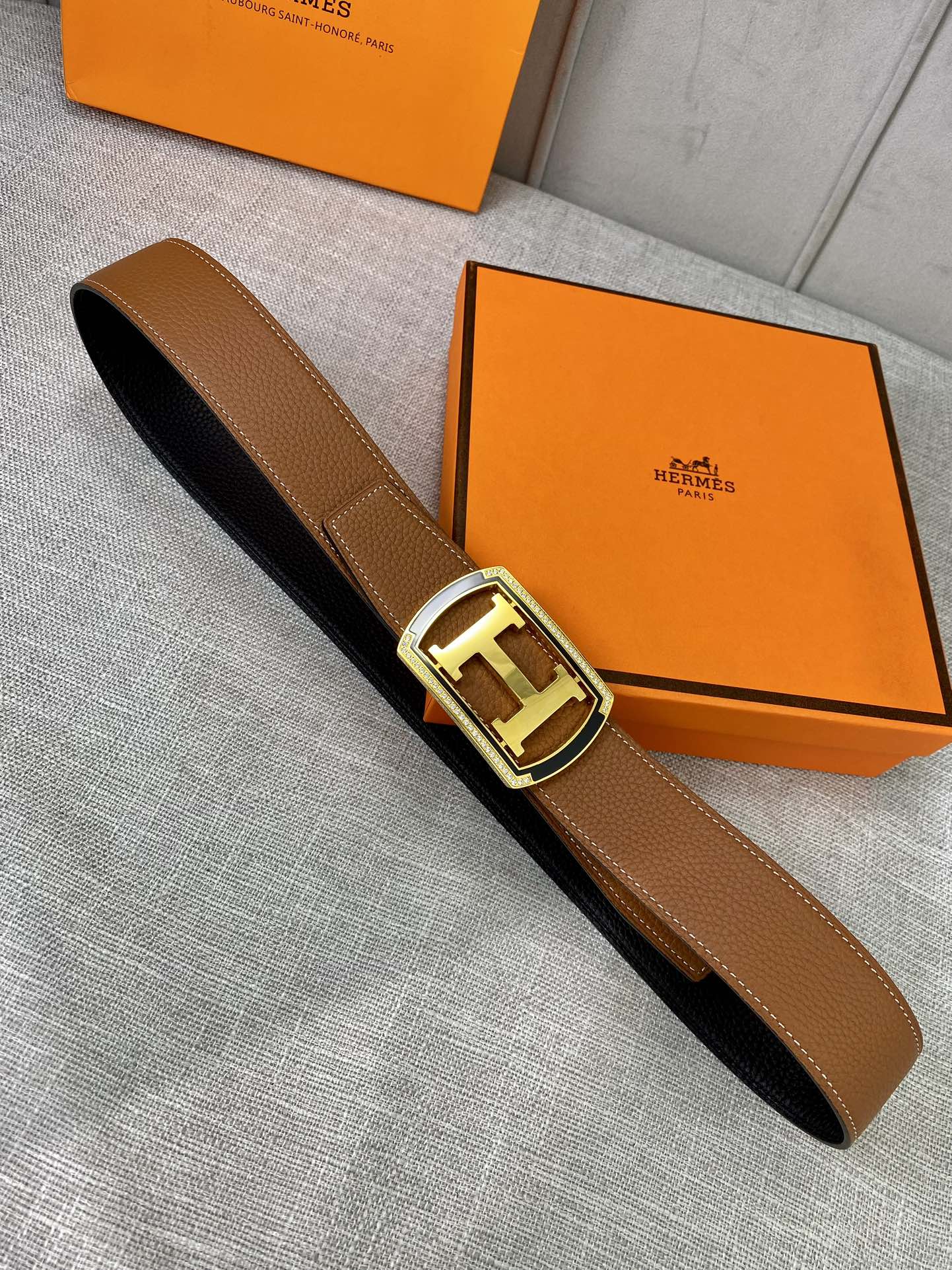 Hermes-38MM爱马仕专柜同步进口epsom双面小牛皮精钢精品五金双面可用
