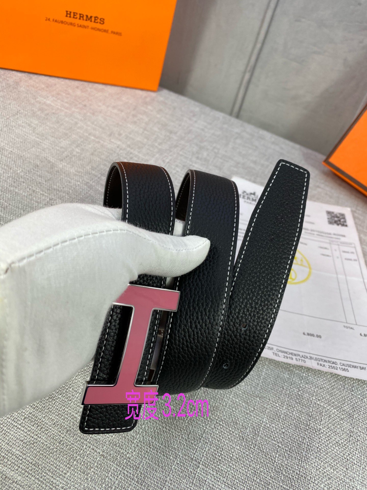 专柜同步Hermes爱马仕专柜同款3.2cm宽带身采用进口头层Togo牛皮boxer牛皮衬里配以珐琅精品