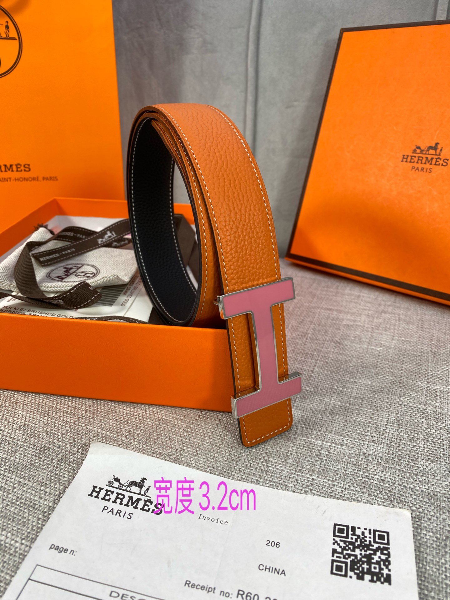 专柜同步Hermes爱马仕专柜同款3.2cm宽带身采用进口头层Togo牛皮boxer牛皮衬里配以珐琅精品