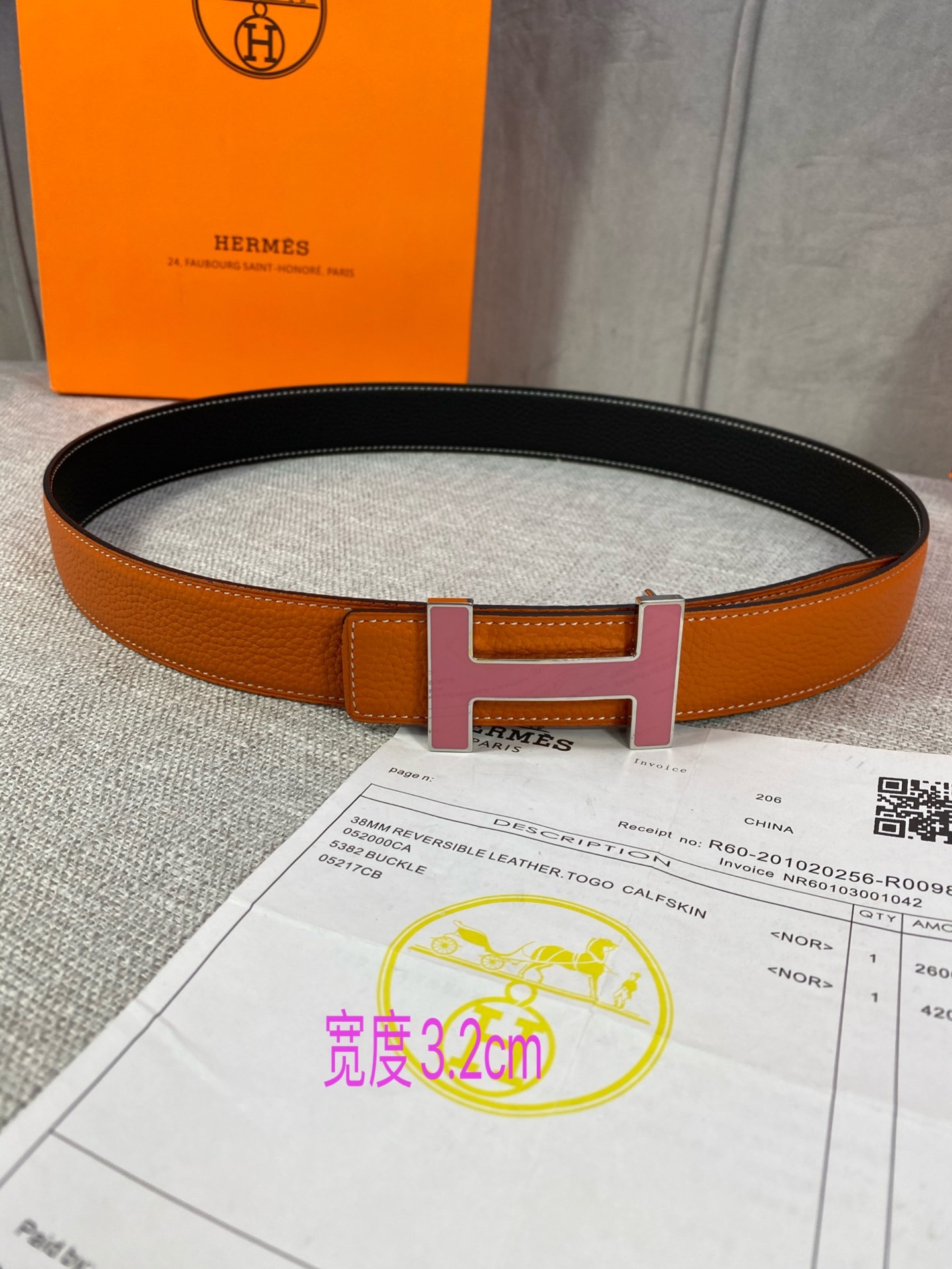 专柜同步Hermes爱马仕专柜同款3.2cm宽带身采用进口头层Togo牛皮boxer牛皮衬里配以珐琅精品