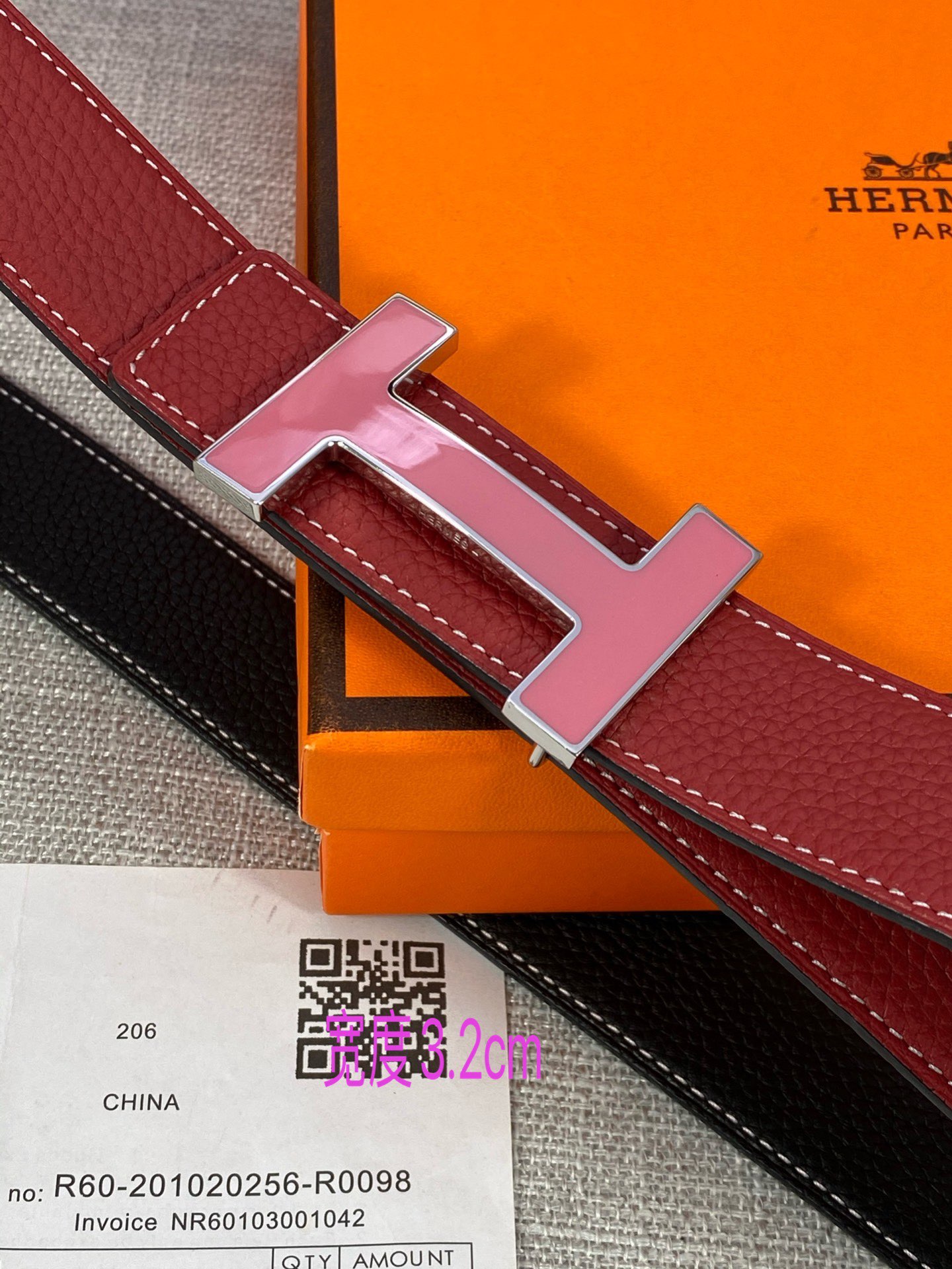 专柜同步Hermes爱马仕专柜同款3.2cm宽带身采用进口头层Togo牛皮boxer牛皮衬里配以珐琅精品