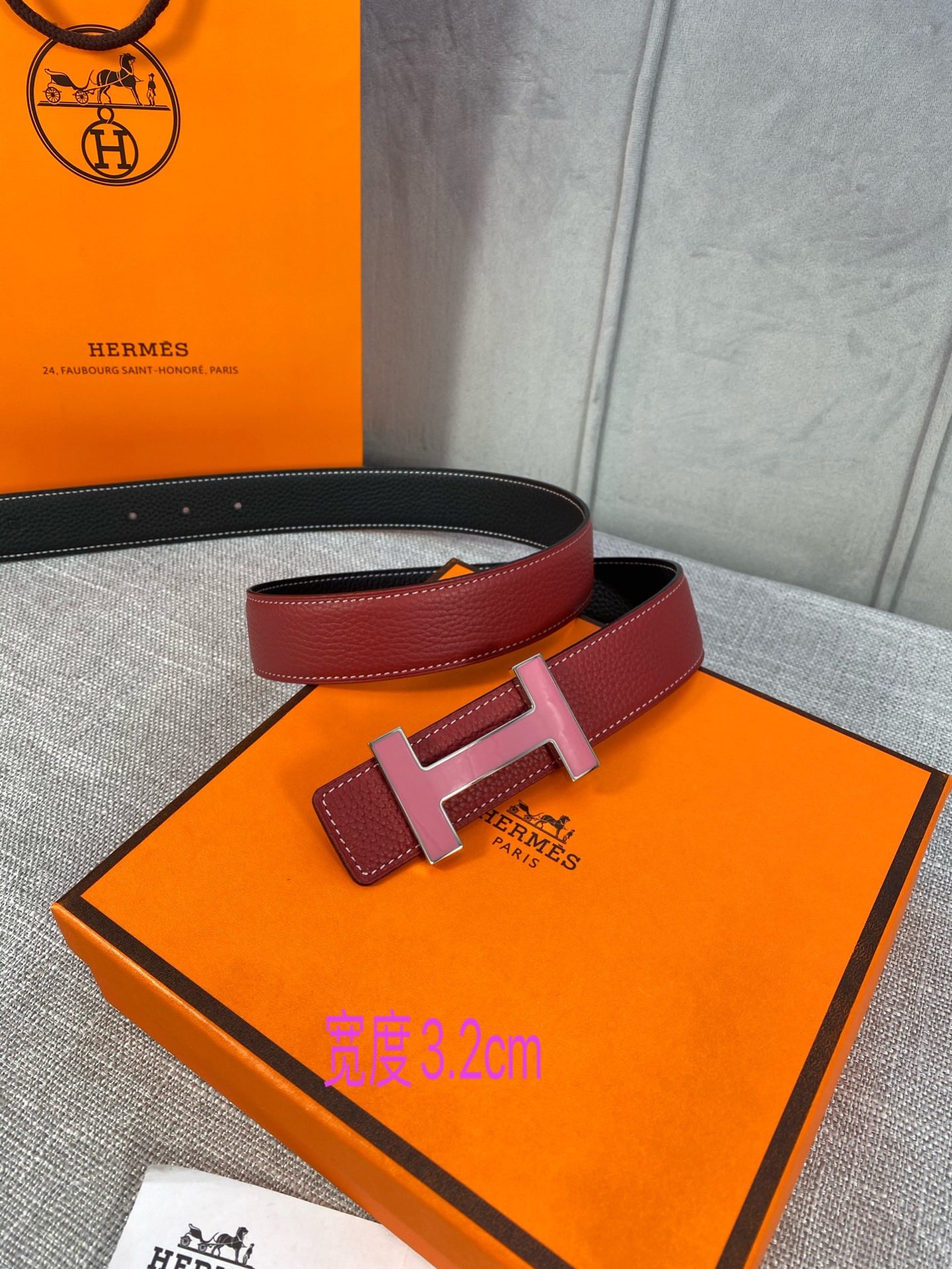 专柜同步Hermes爱马仕专柜同款3.2cm宽带身采用进口头层Togo牛皮boxer牛皮衬里配以珐琅精品