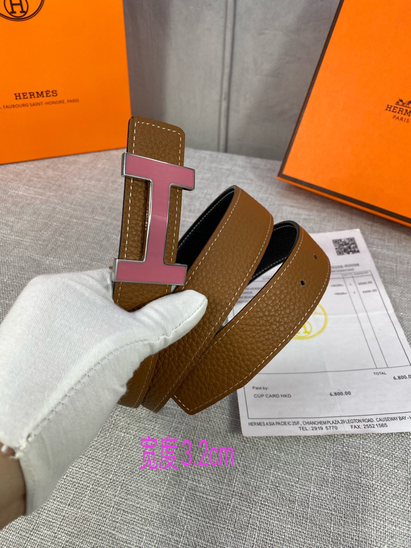 专柜同步Hermes爱马仕专柜同款3.2cm宽带身采用进口头层Togo牛皮boxer牛皮衬里配以珐琅精品