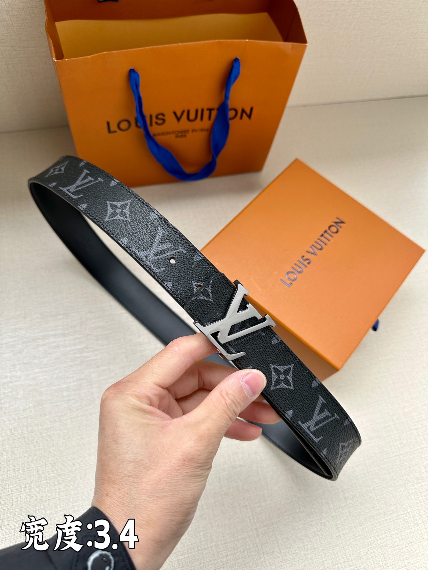 Louis Vuitton Cinturón Damier Cobalt Lona Cuero de vaca Fashion