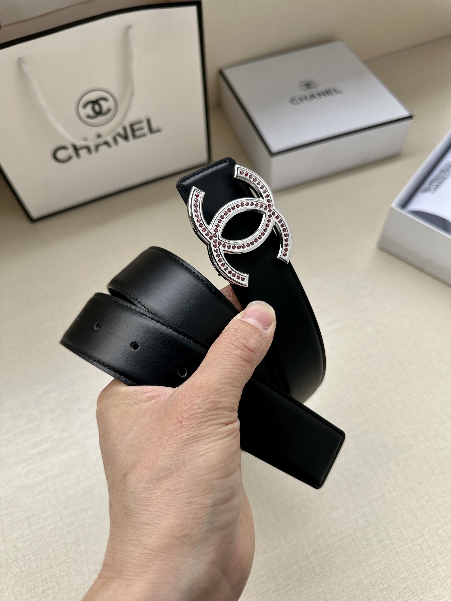 CHANEL香奈儿专柜专柜同款皮带正品开模复五金采用logo经典进口平纹意大利香味胎牛皮3.4女神必备款