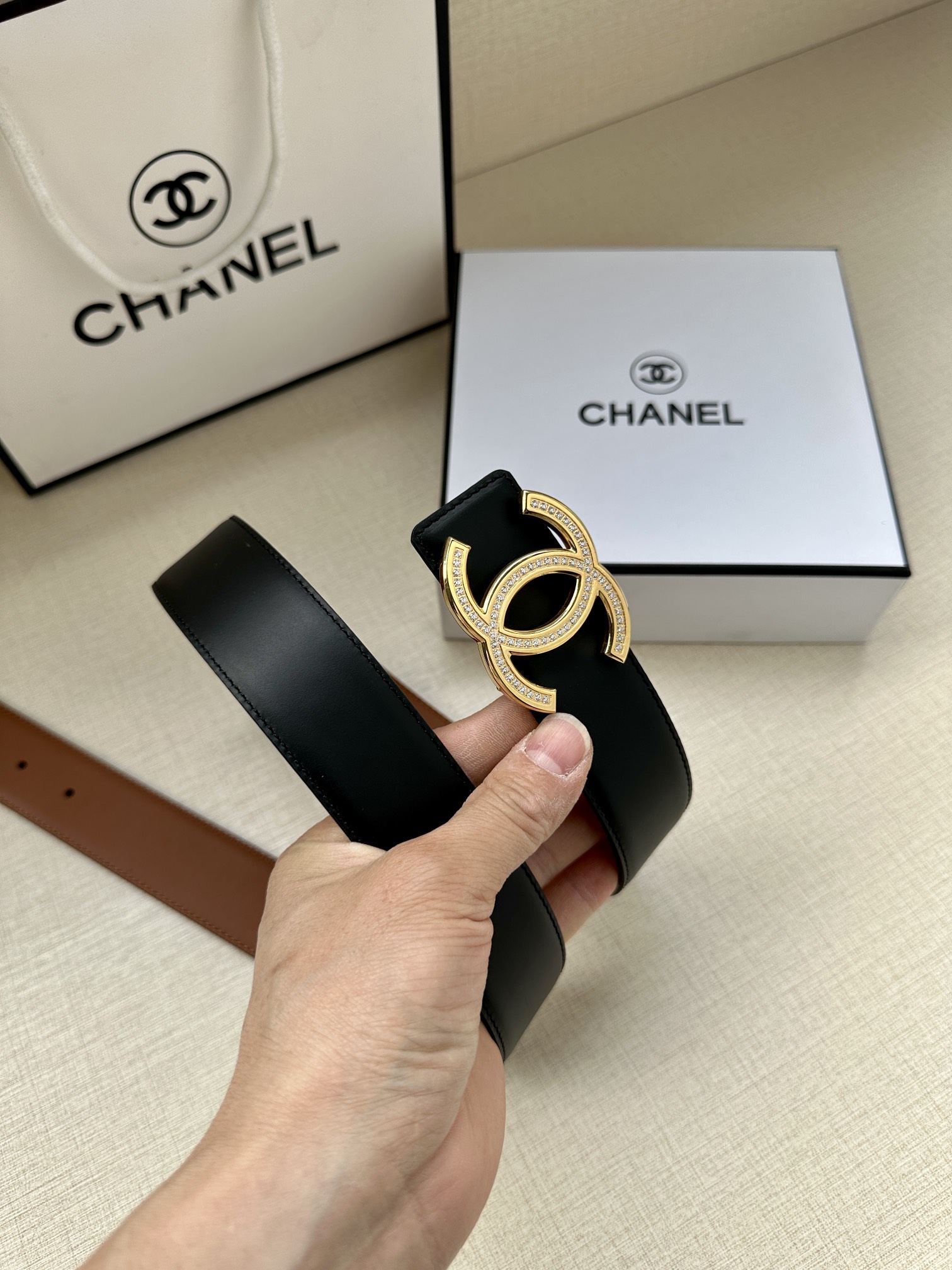 CHANEL香奈儿专柜专柜同款皮带正品开模复五金采用logo经典进口平纹意大利香味胎牛皮3.4女神必备款