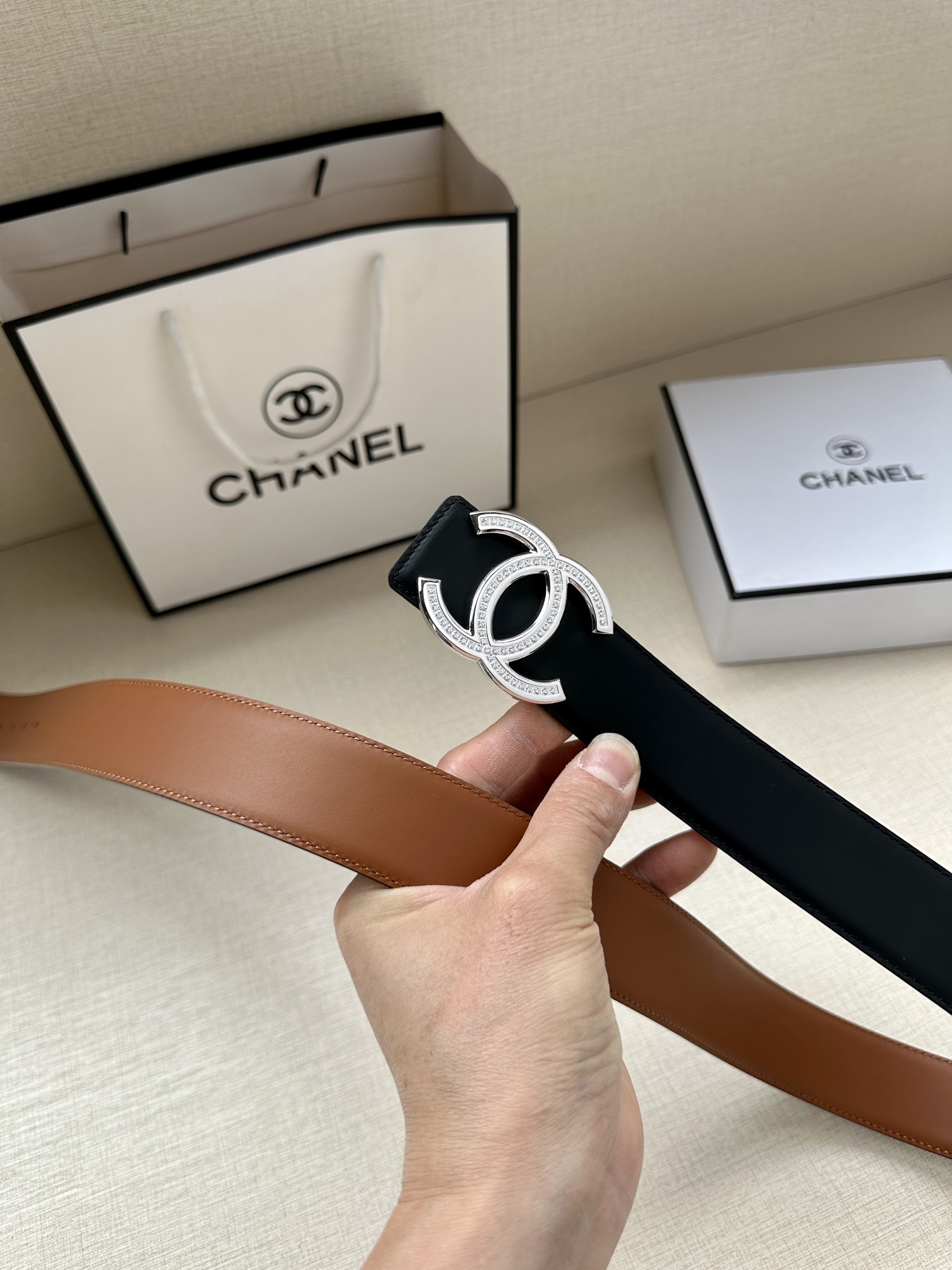 CHANEL香奈儿专柜专柜同款皮带正品开模复五金采用logo经典进口平纹意大利香味胎牛皮3.4女神必备款
