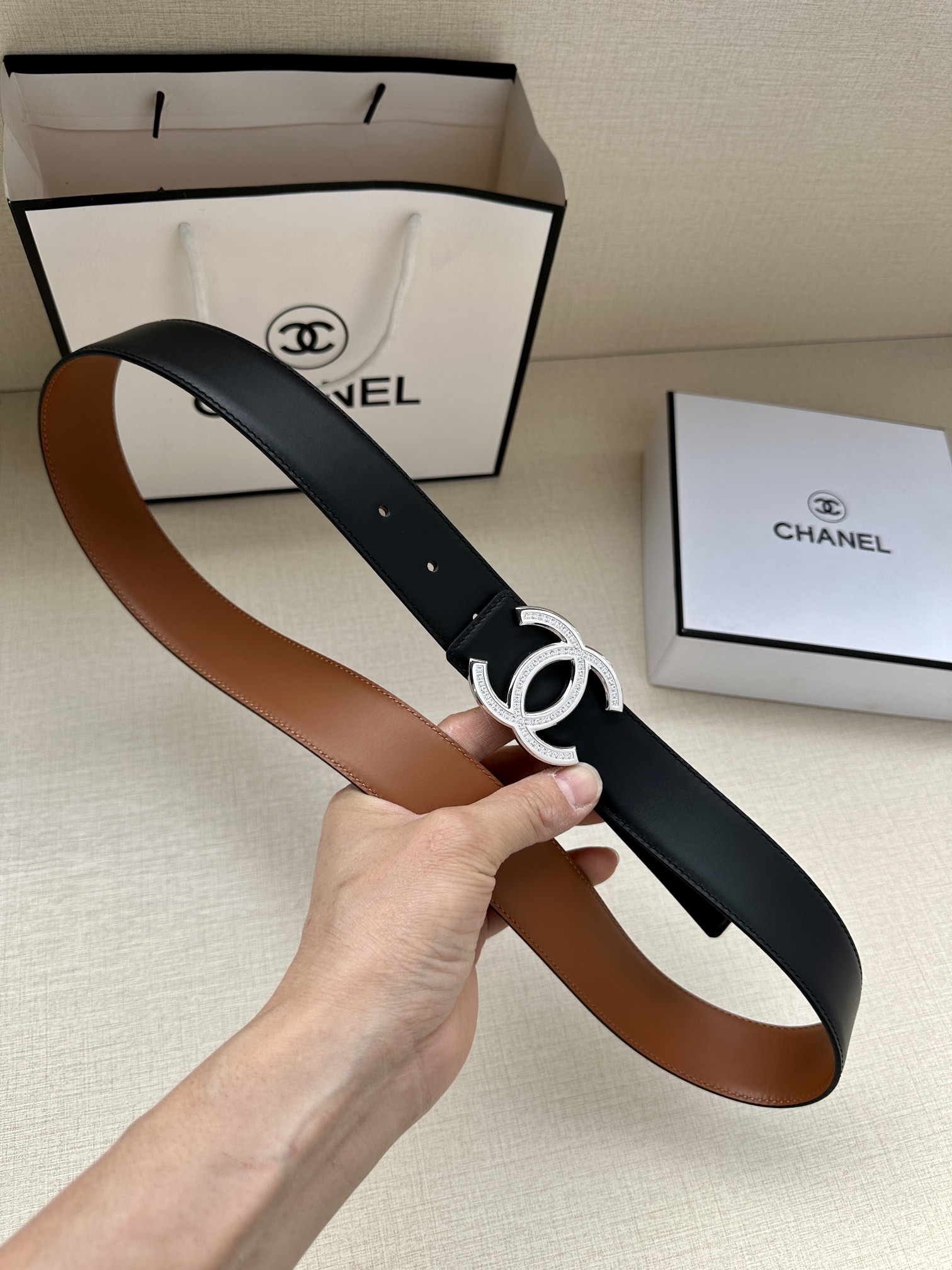 CHANEL香奈儿专柜专柜同款皮带正品开模复五金采用logo经典进口平纹意大利香味胎牛皮3.4女神必备款
