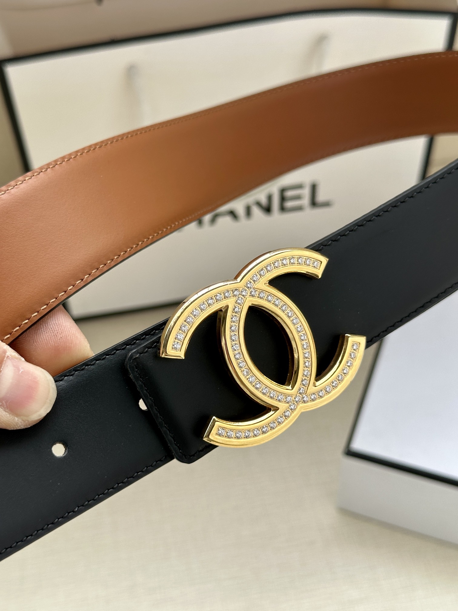 CHANEL香奈儿专柜专柜同款皮带正品开模复五金采用logo经典进口平纹意大利香味胎牛皮3.4女神必备款