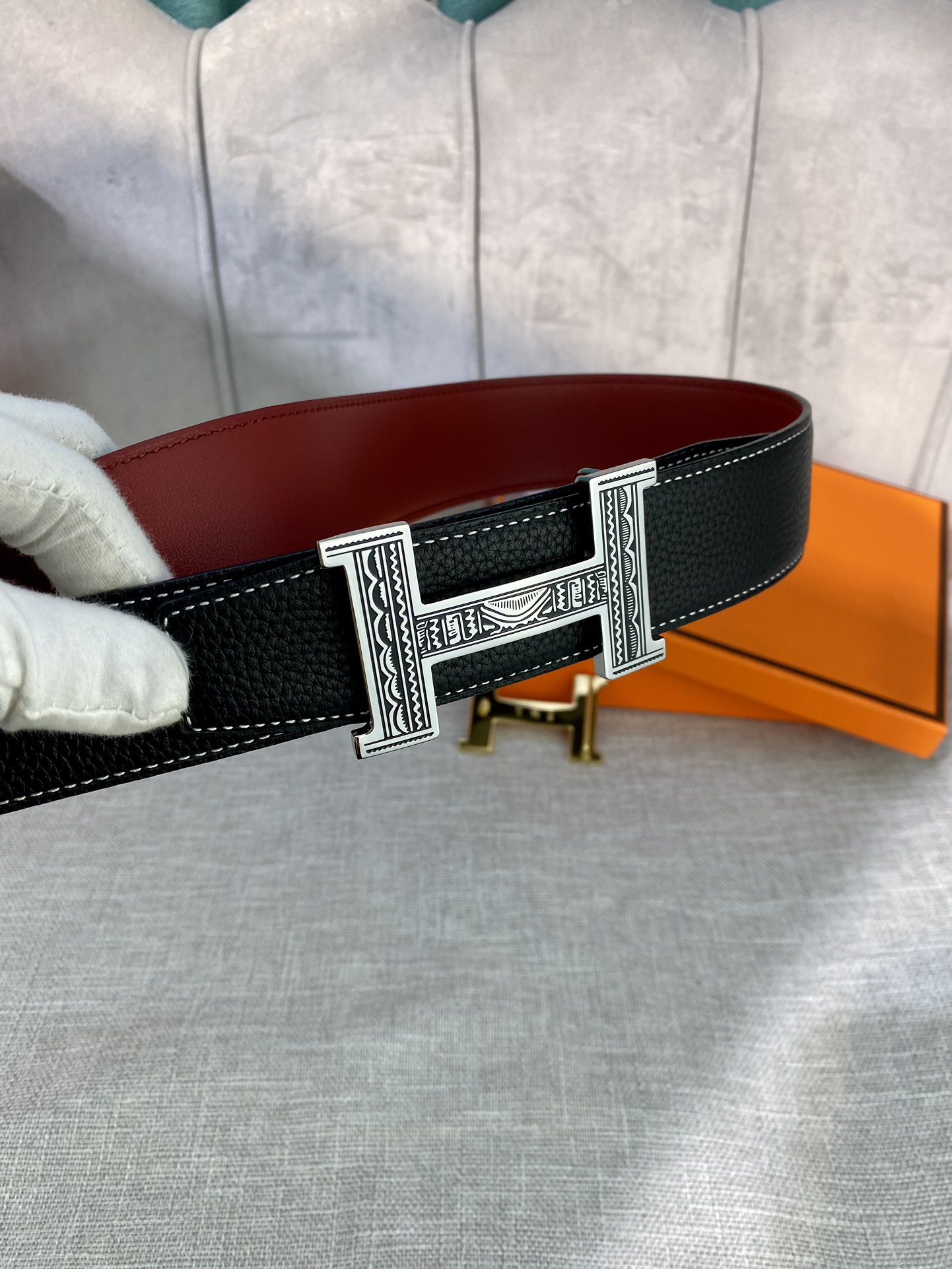 Hermes-HBELTBUCKLE&REVERSIBLELEATHERSTRAMM爱马仕专柜同步进口双