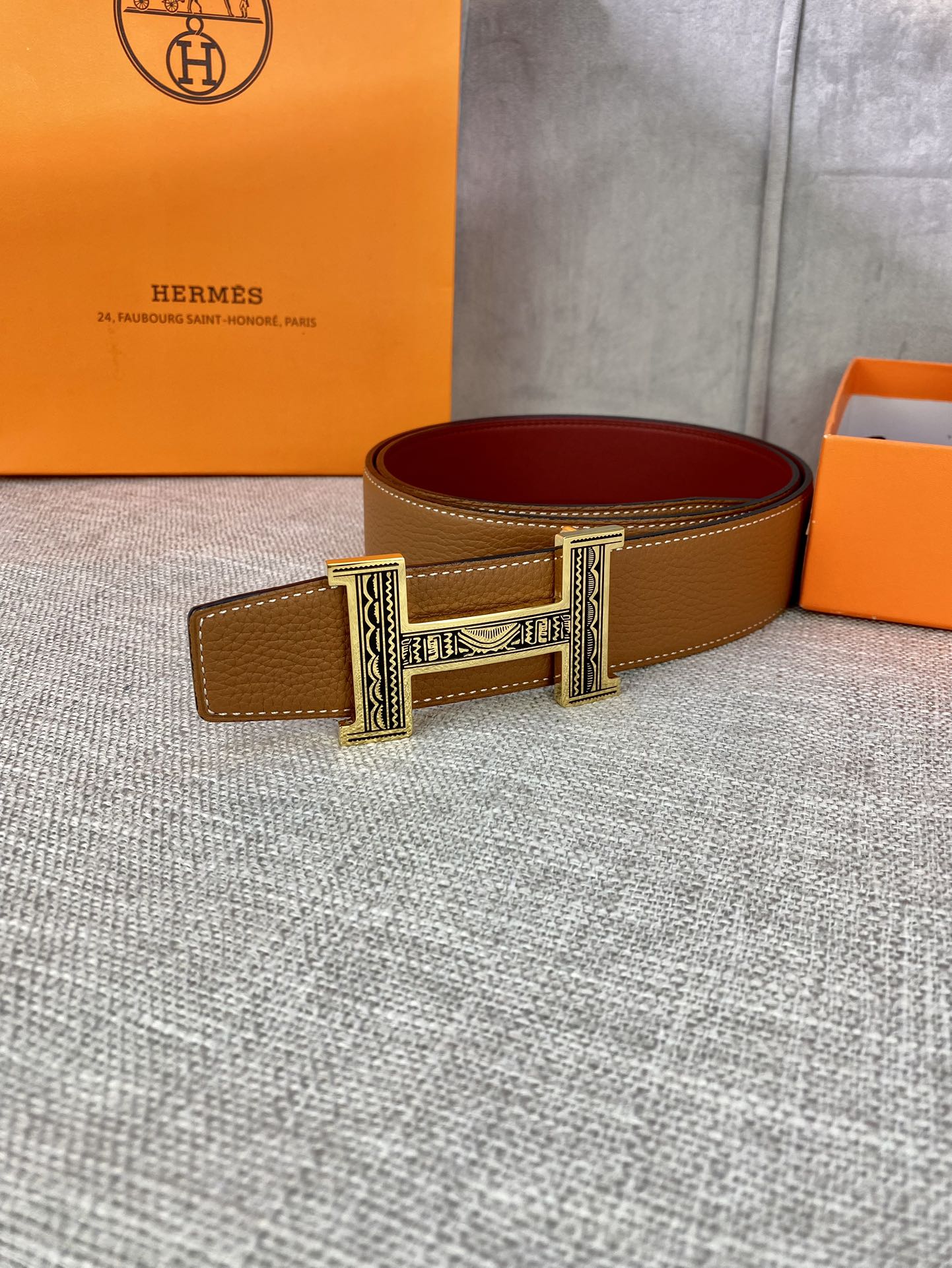 Hermes-HBELTBUCKLE&REVERSIBLELEATHERSTRAMM爱马仕专柜同步进口双