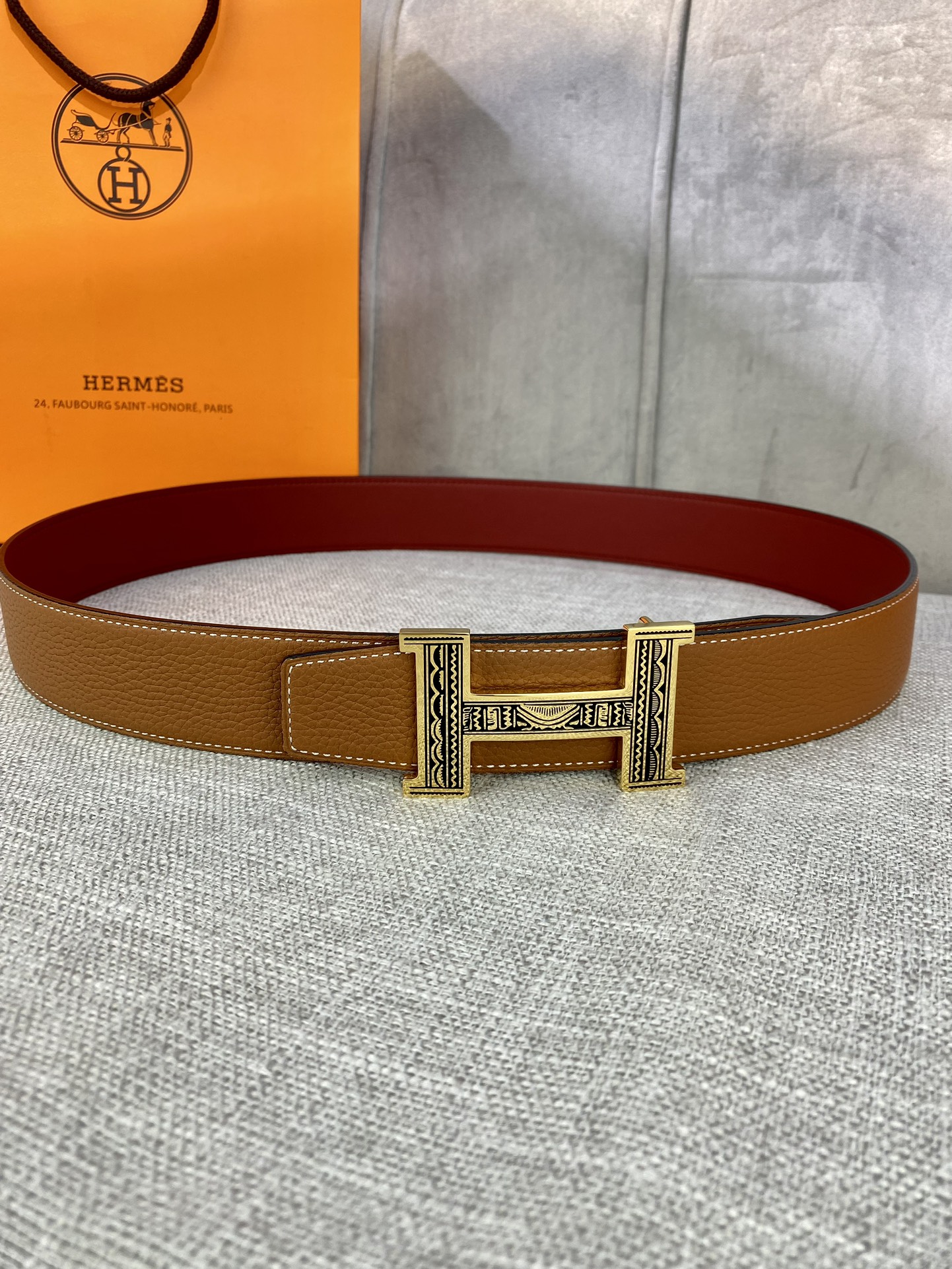 Hermes-HBELTBUCKLE&REVERSIBLELEATHERSTRAMM爱马仕专柜同步进口双