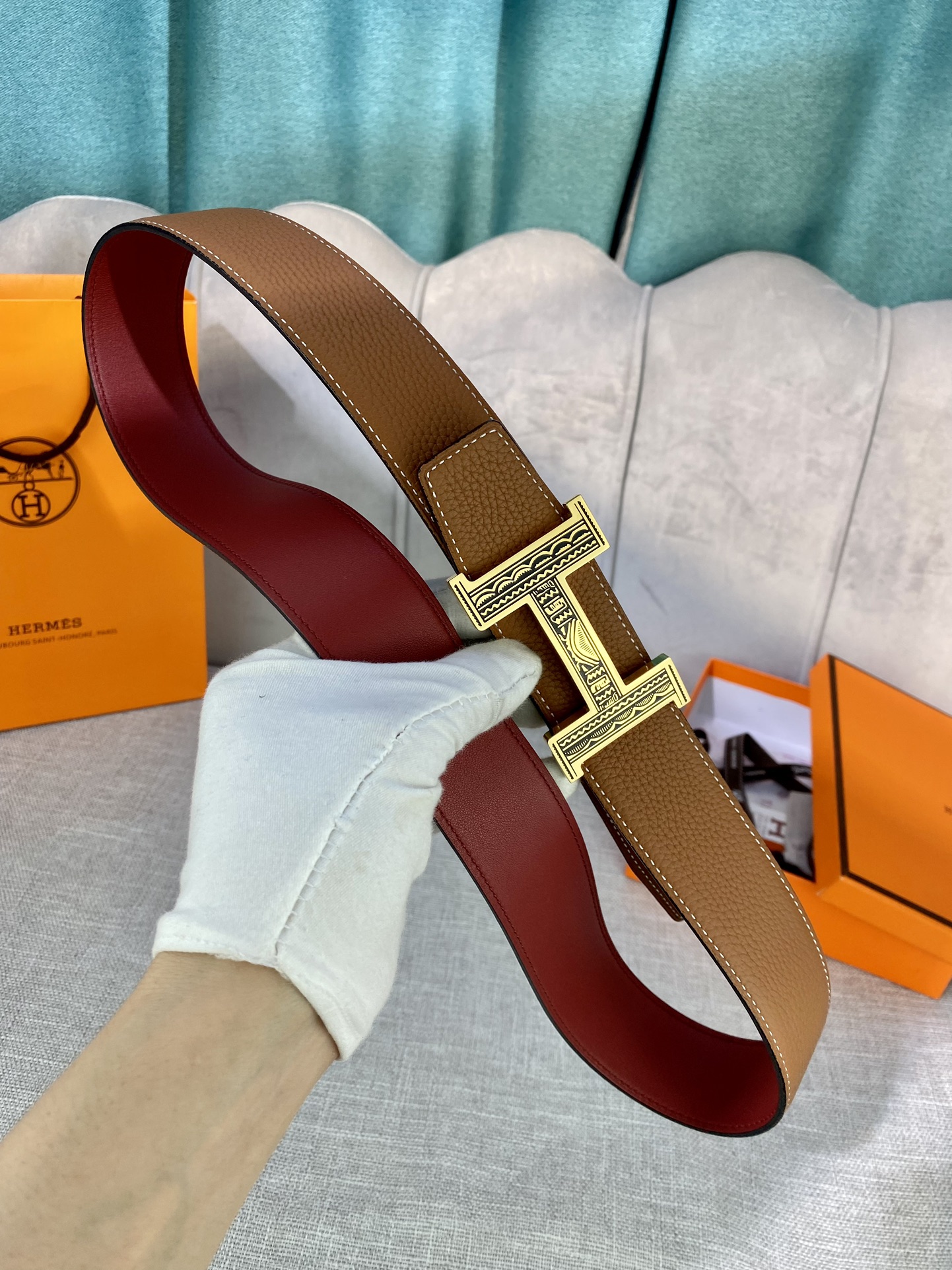 Hermes-HBELTBUCKLE&REVERSIBLELEATHERSTRAMM爱马仕专柜同步进口双