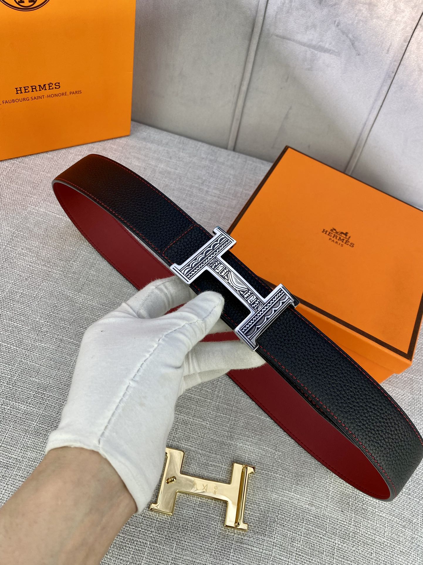 Hermes-HBELTBUCKLE&REVERSIBLELEATHERSTRAMM爱马仕专柜同步进口双