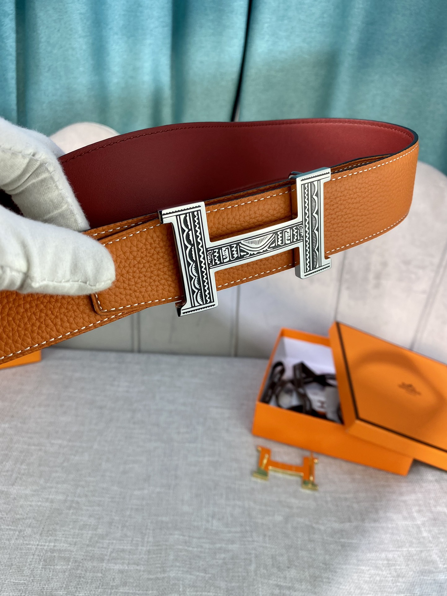 Hermes-HBELTBUCKLE&REVERSIBLELEATHERSTRAMM爱马仕专柜同步进口双