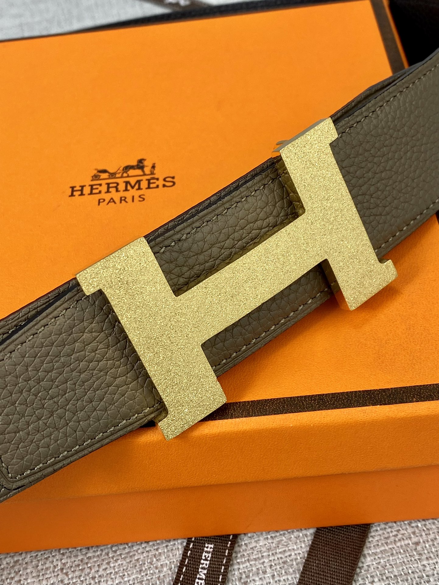 Hermes-3.8宽爱马仕专柜同步进epsom双面小牛皮精钢精品五金双面可用