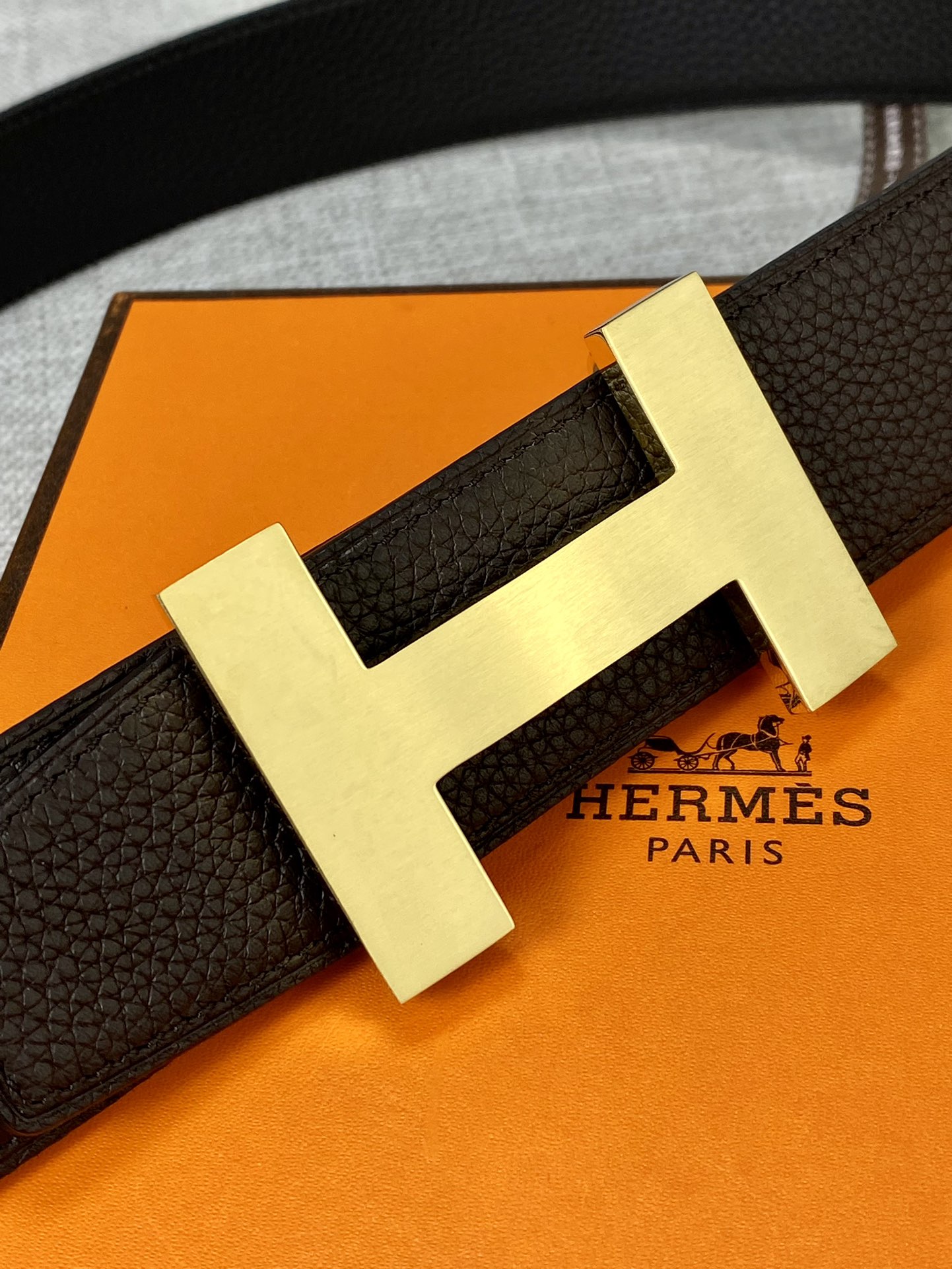 Hermes-3.8宽爱马仕专柜同步进epsom双面小牛皮精钢精品五金双面可用