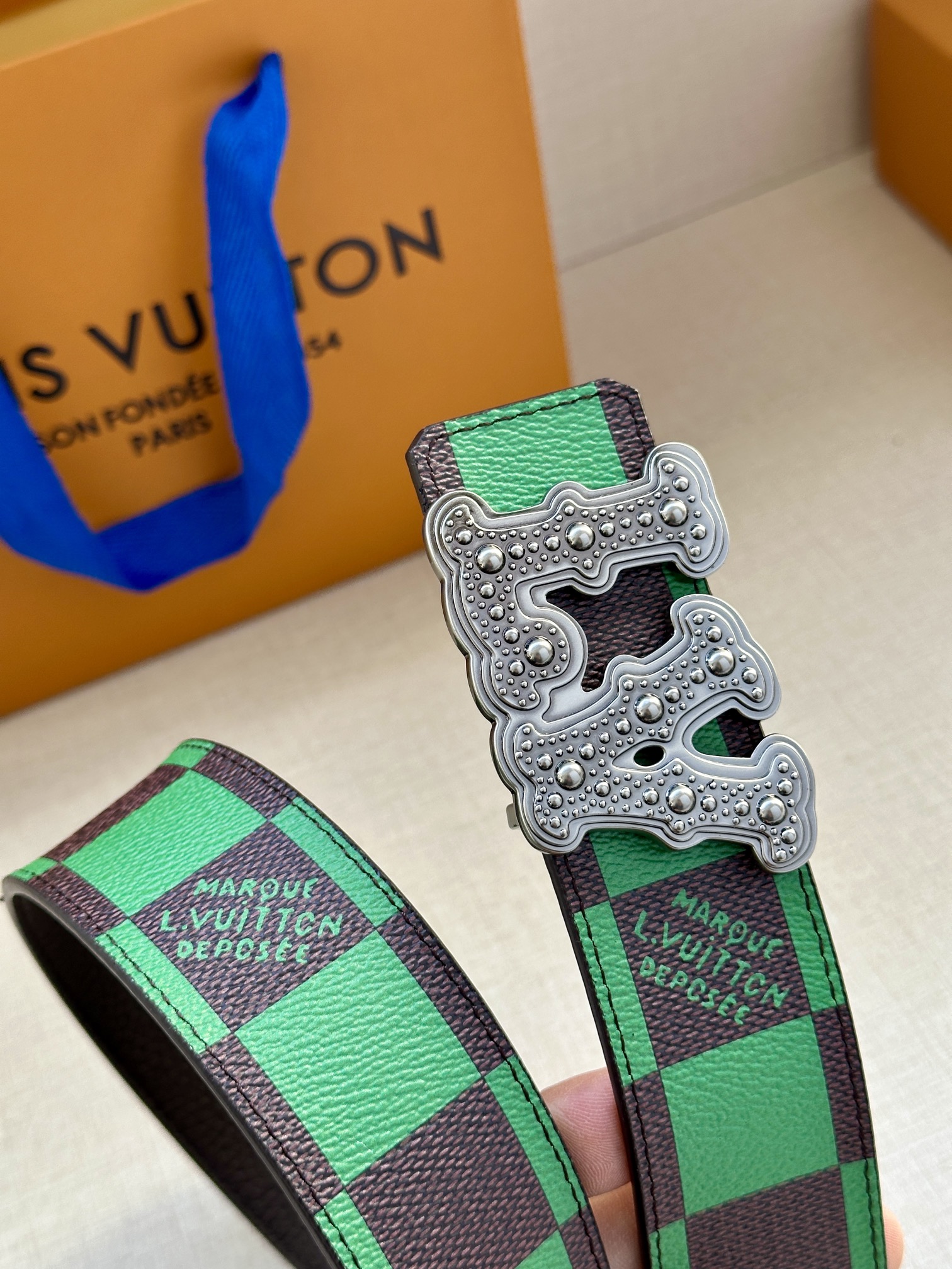 LV Style Leather Men's Belts Men's Belts Men's Belt detail image 3 from source 766554
