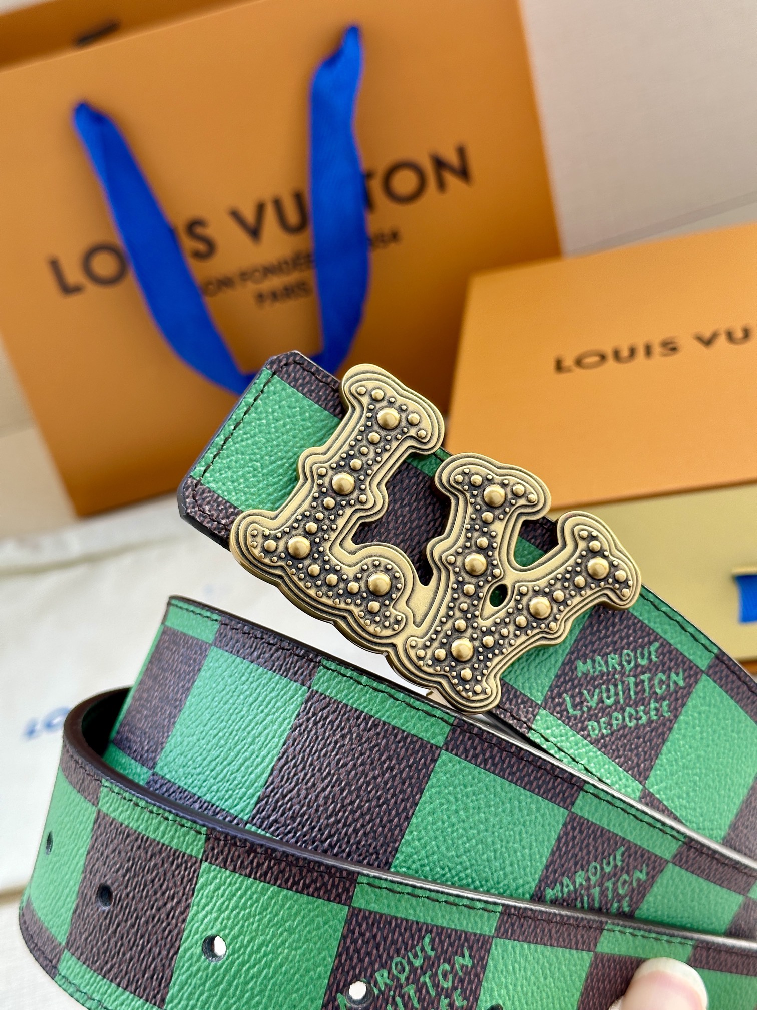 LV Style Leather Men's Belts Men's Belts Men's Belt detail image 8 from source 766554