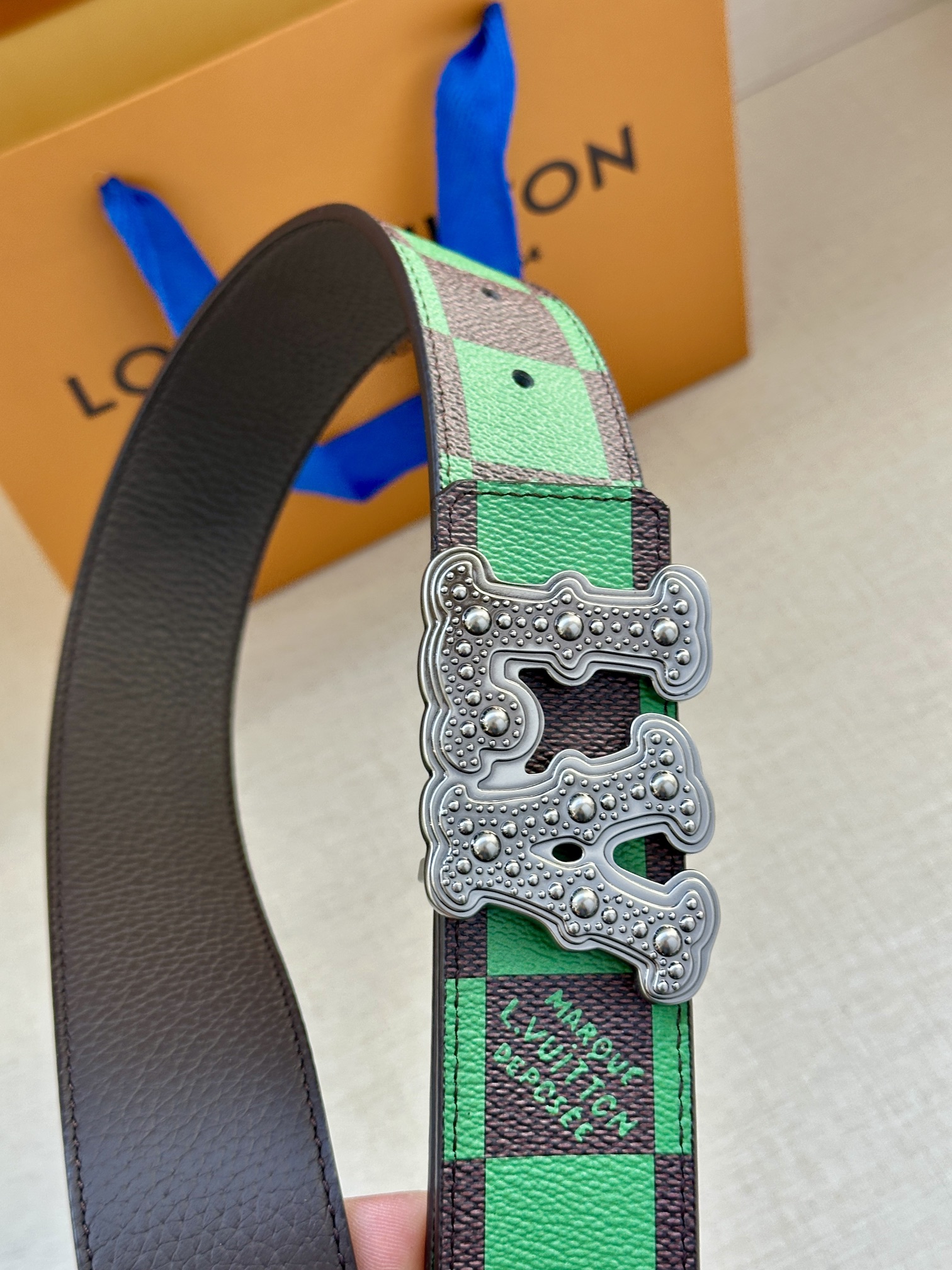 LV Style Leather Men's Belts Lookbook Reference image 2