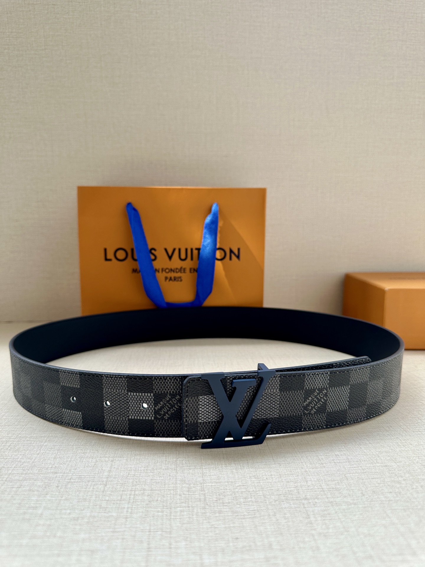 LV 4.0宽Initiales Damoflage 双面腰带