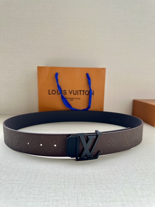 Louis Vuitton Shadow 4.0 cm Belt - Monogram Shadow Leather - Modern Style