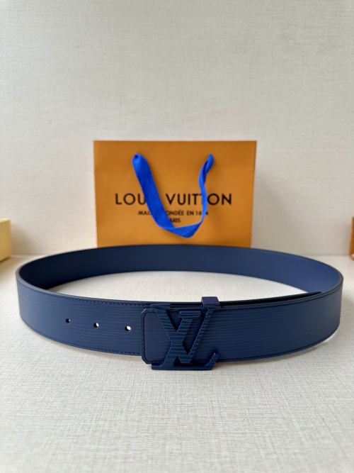 Louis Vuitton Blue Epi Leather Belt with LV Initial Buckle, 40 mm 1 Louis Vuitton Blue Epi Leather Belt with LV Initial Buckle, 40 mm