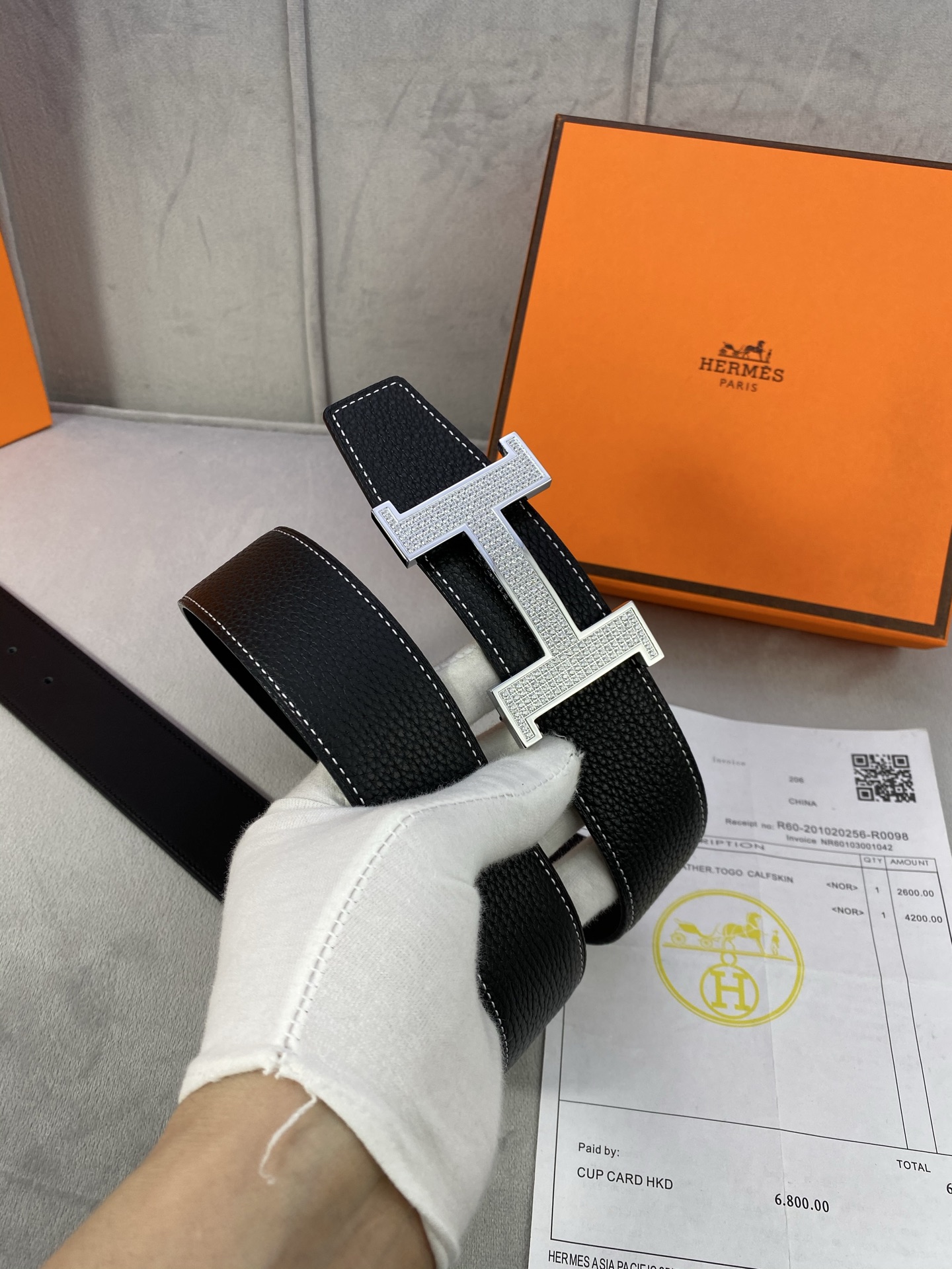 专柜同步 宽:3.8 爱马仕 Hermes 男士腰带 带身采用进口小牛皮