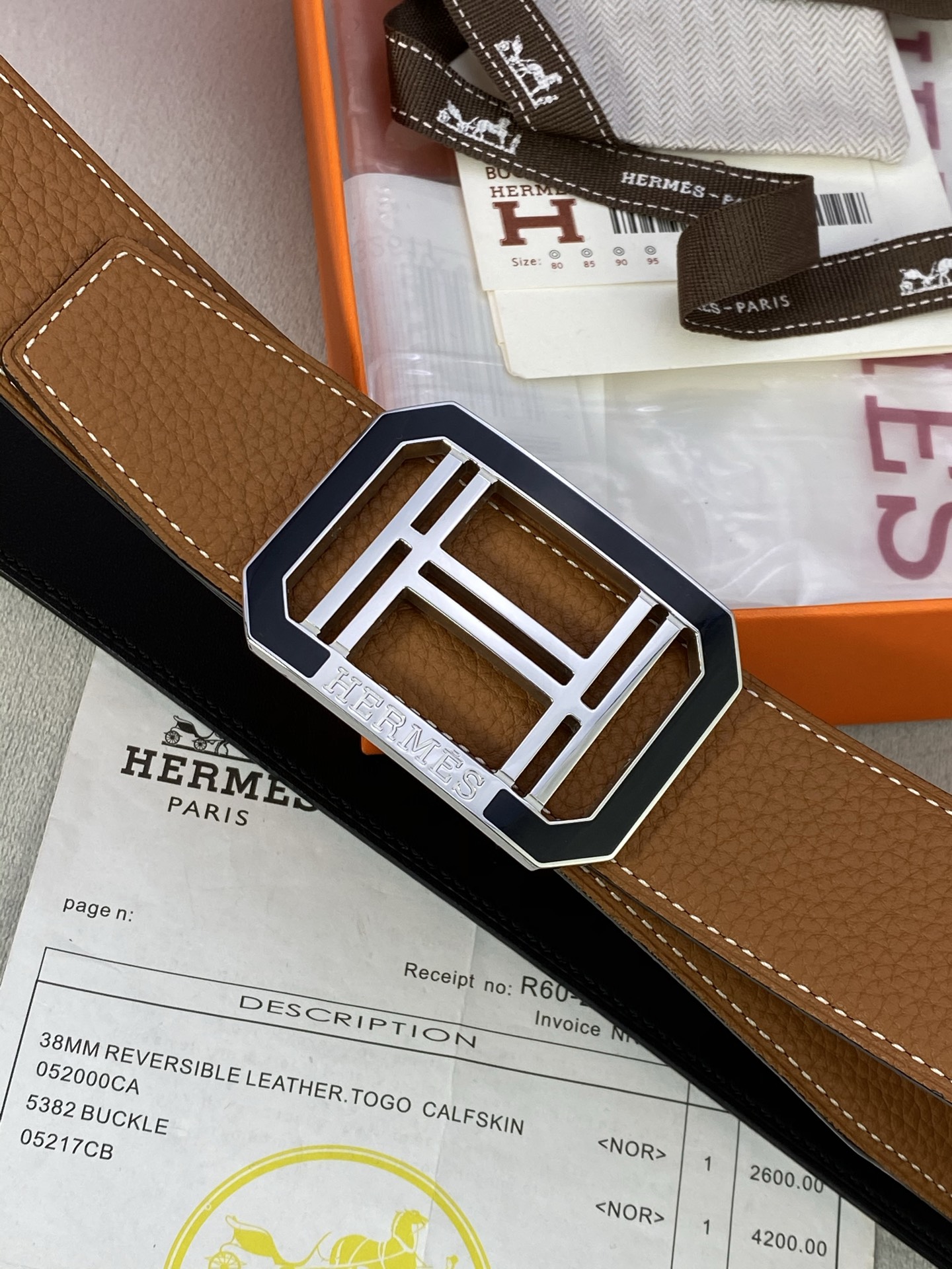  Hermes爱马仕  男士单面皮腰带3.8mm采用专柜最荔枝皮质，搭配双H珐琅磨胶 银色扣