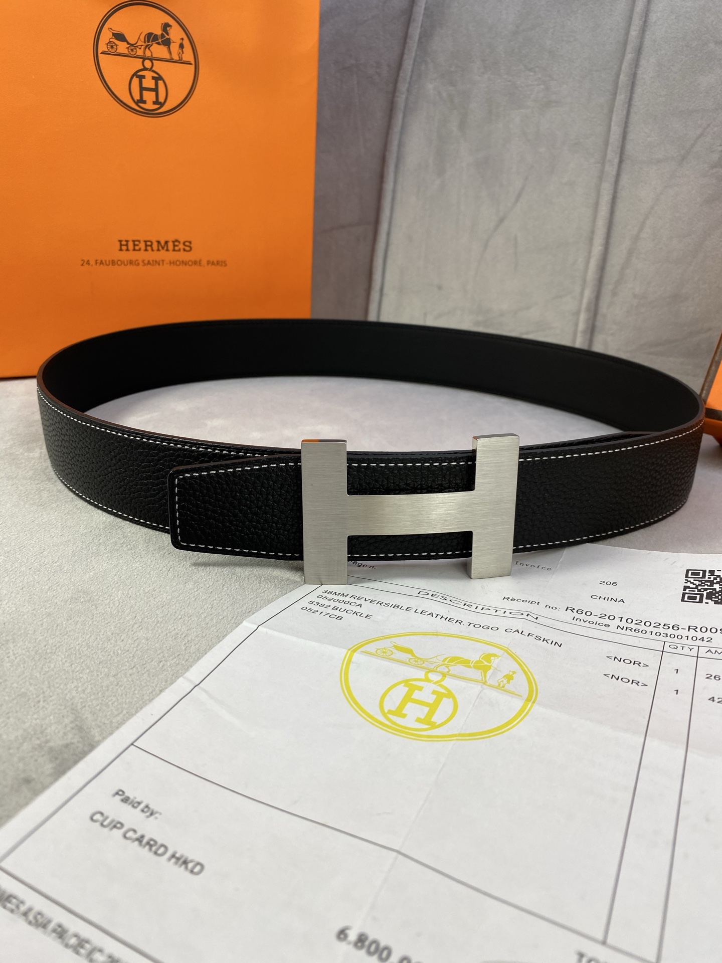  专柜同步 Hermes 爱马仕，专柜同款，3.8cm宽，带身采用进口头层Togo牛皮，boxer牛皮衬