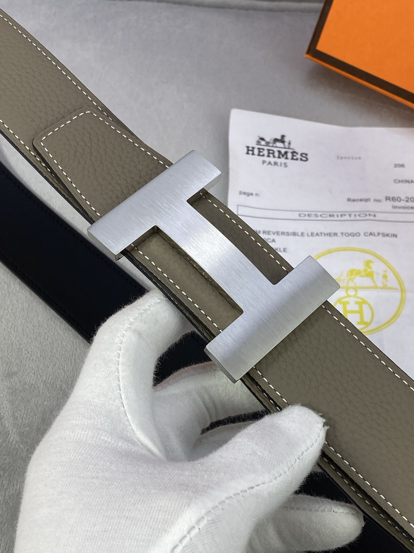  专柜同步 Hermes 爱马仕，专柜同款，3.8cm宽，带身采用进口头层Togo牛皮，boxer牛皮衬