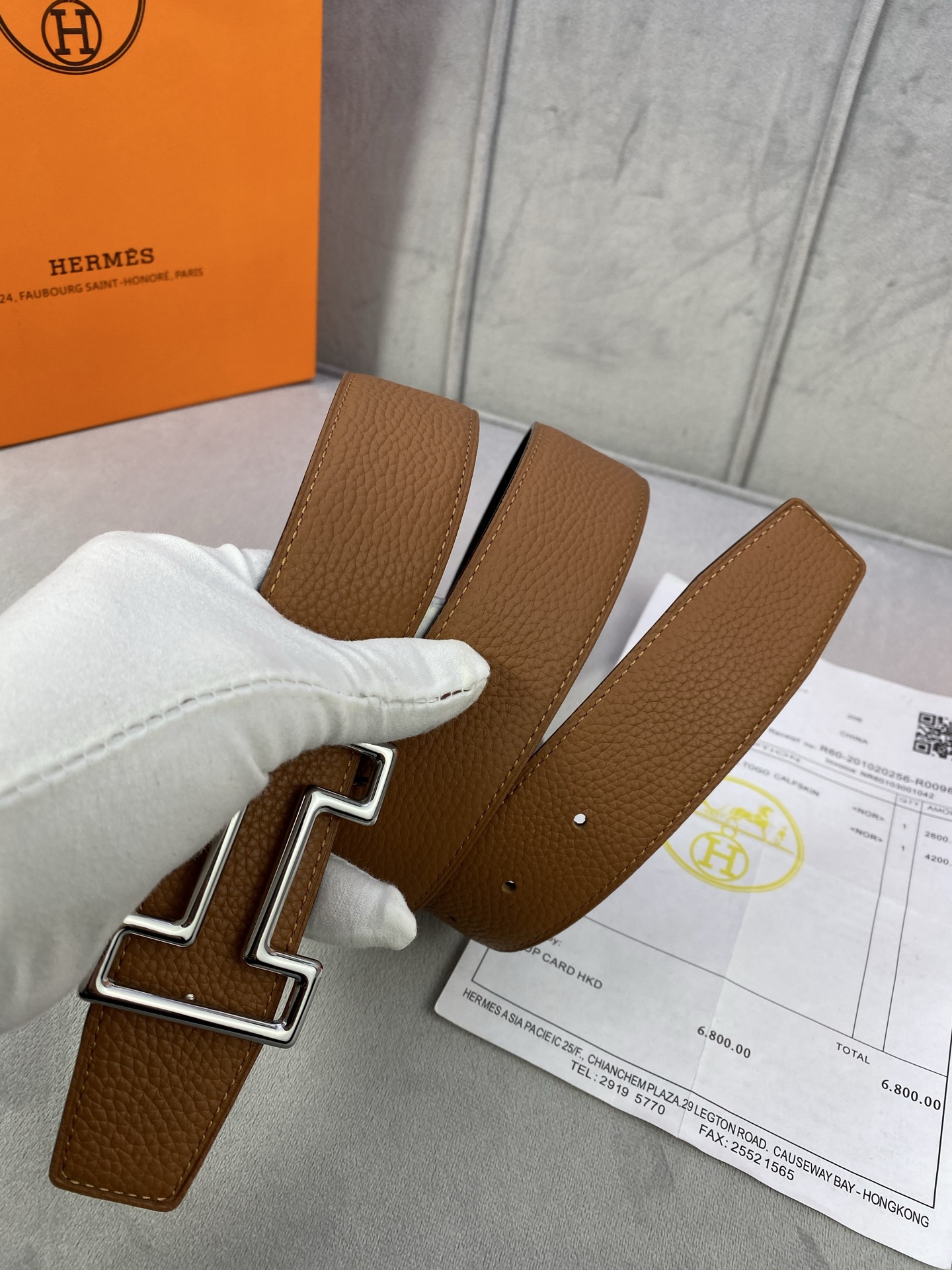  3.8宽 Hermès (爱马仕) 专柜同款  精品不锈钢圆形钢扣 双面用腰带  双面头层原版皮 原版