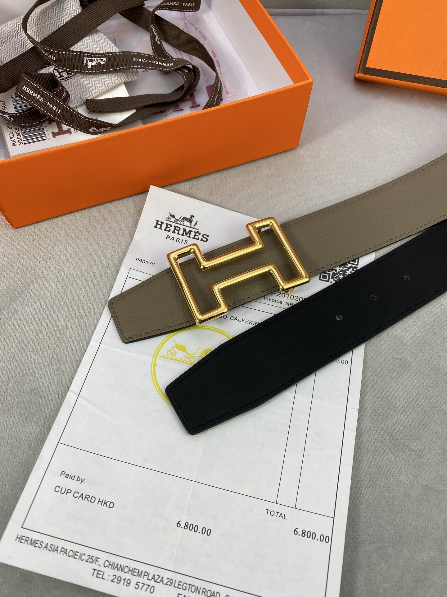 3.8宽 Hermès (爱马仕) 专柜同款  精品不锈钢圆形钢扣 双面用腰带  双面头层原版皮 原版