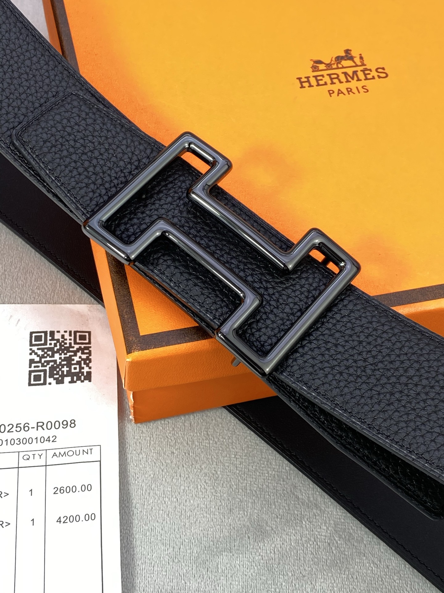  3.8宽 Hermès (爱马仕) 专柜同款  精品不锈钢圆形钢扣 双面用腰带  双面头层原版皮 原版