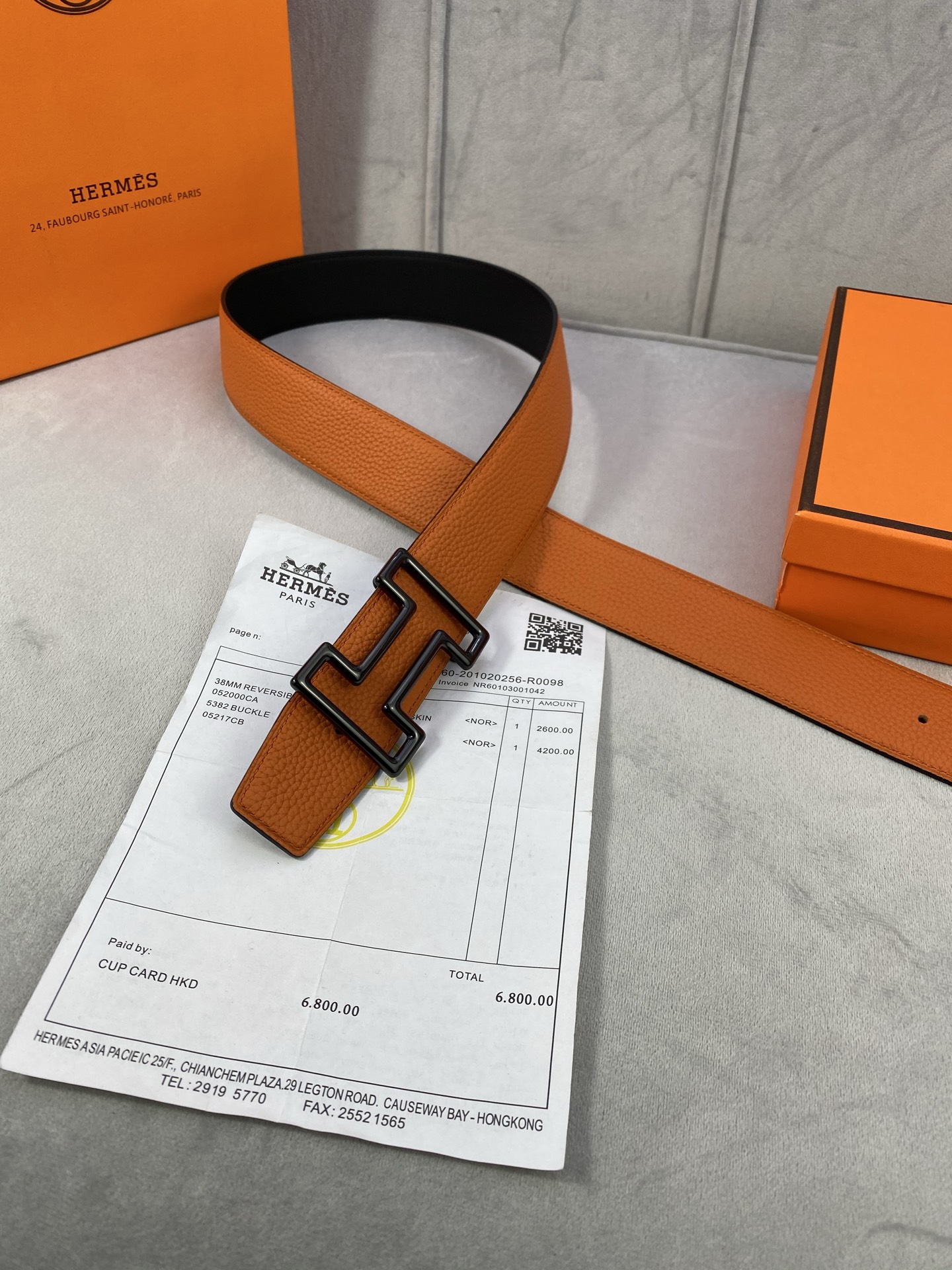  3.8宽 Hermès (爱马仕) 专柜同款  精品不锈钢圆形钢扣 双面用腰带  双面头层原版皮 原版