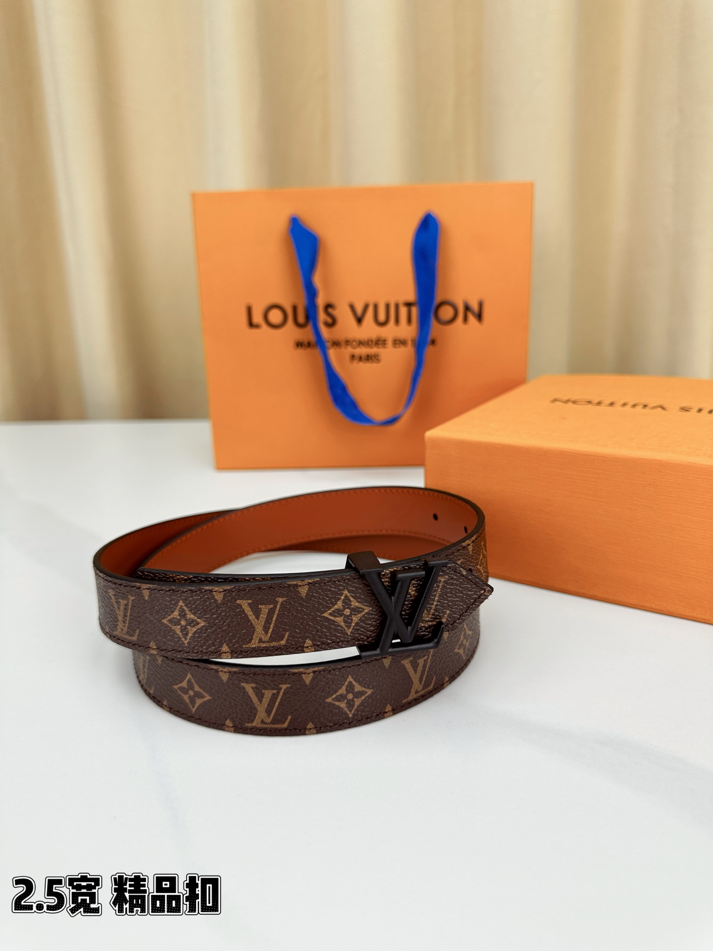LV 2 5宽精品钢扣皮带 2 5cm窄版设计 经典老花涂层帆布 金属质感LV字母钢扣