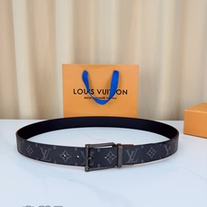 LV 3.4宽精品旋转铜扣腰带,黑灰老花涂层帆布,暗纹Monogram低调沉稳;方形铆钉针扣银/金/枪/沙黑四色可选,可 LV 3.4宽精品旋转铜扣腰带,黑灰老花涂层帆布,暗纹Monogram低调沉稳;方形铆钉针扣银/金/枪/沙黑四色可选,可