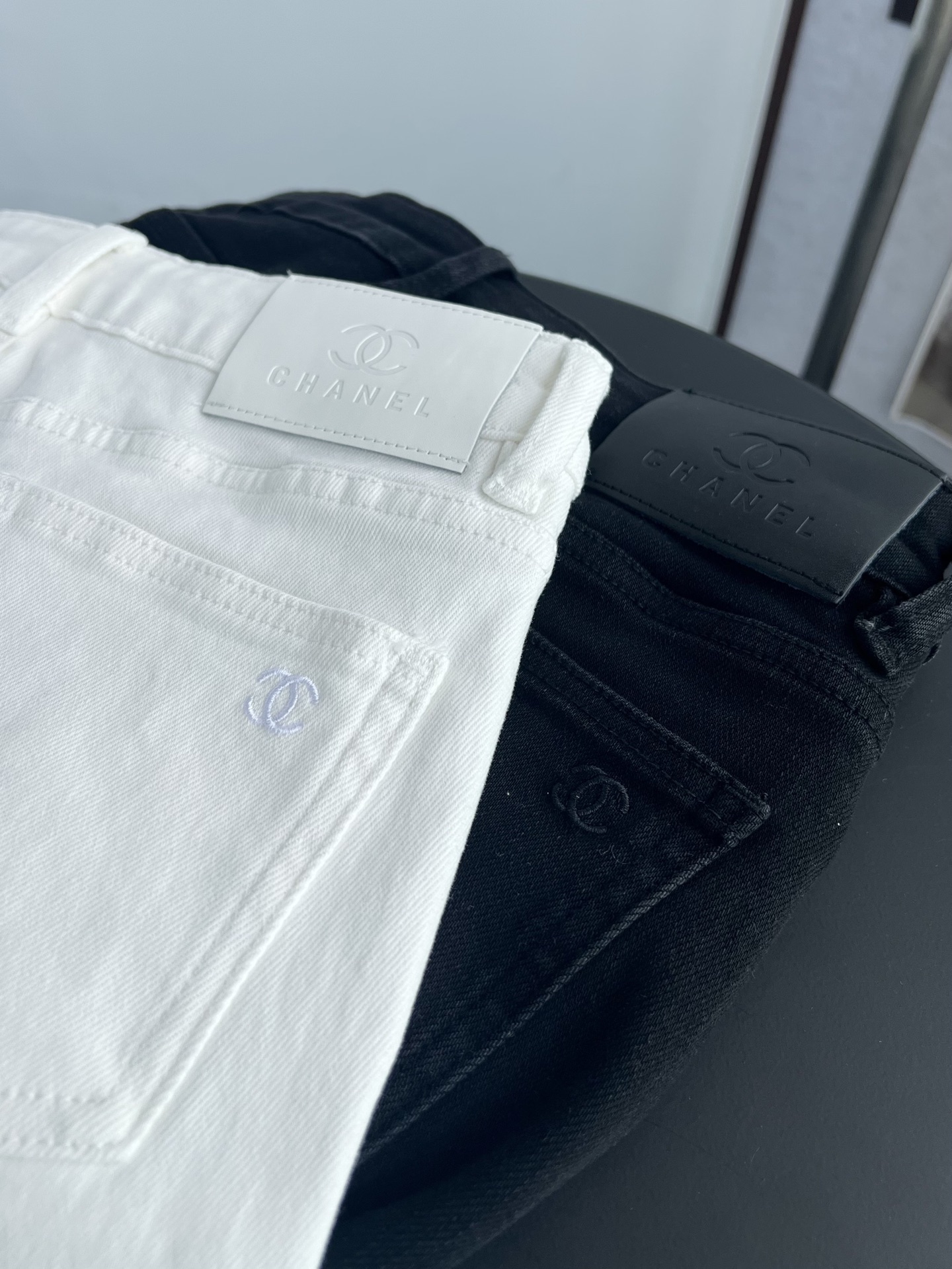 Chanel Women's Flared Jeans with CC Logo - Black Gray/White, S-XL 9 i1757752525376 1802 0 7