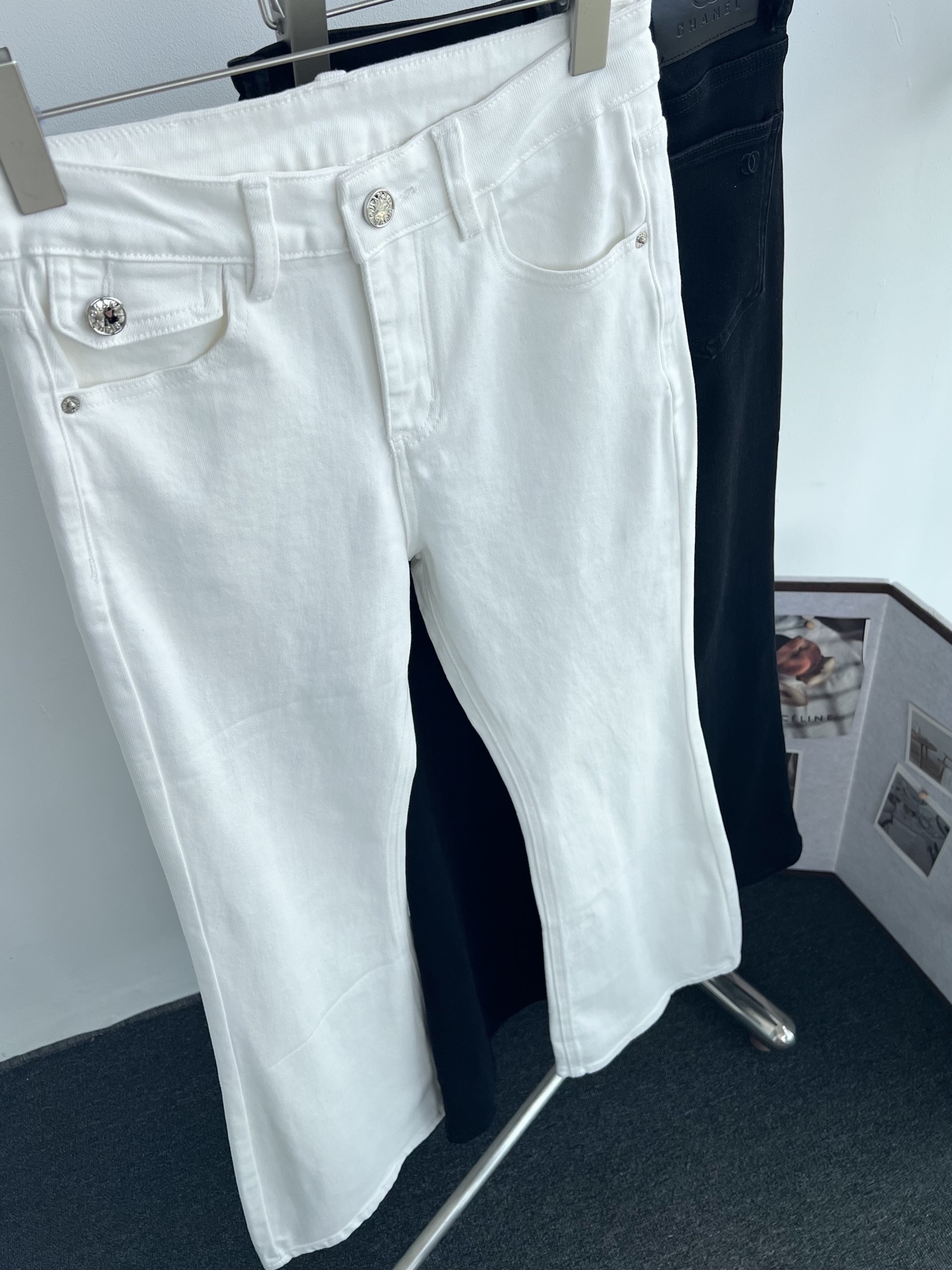 Chanel Women's Flared Jeans with CC Logo - Black Gray/White, S-XL 8 i1757752528450 4990 0 6